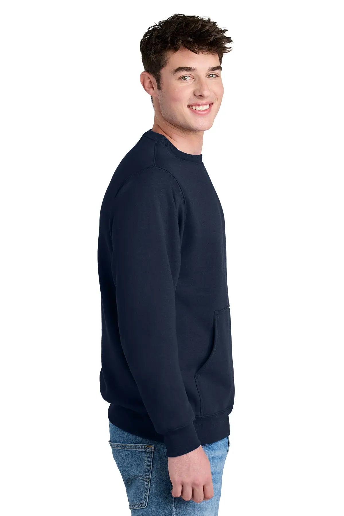 Port & Co™ Core Fleece Crewneck Pocket Sweatshirt #PC78PKT