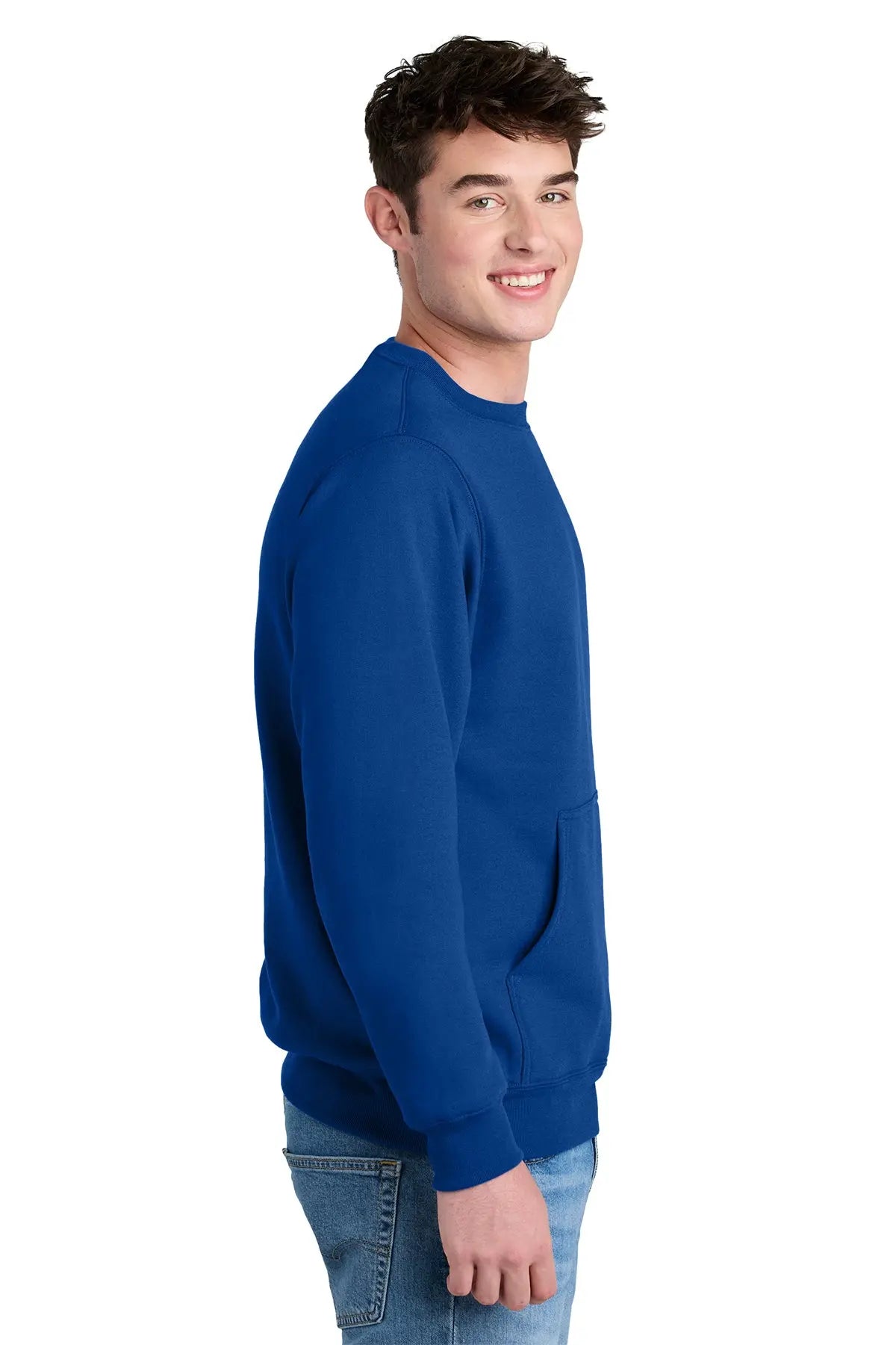 Port & Co™ Core Fleece Crewneck Pocket Sweatshirt #PC78PKT