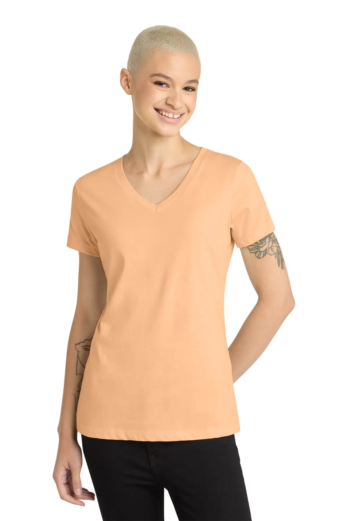 District® Women’s Perfect Weight® V-Neck Tee #DM1170L