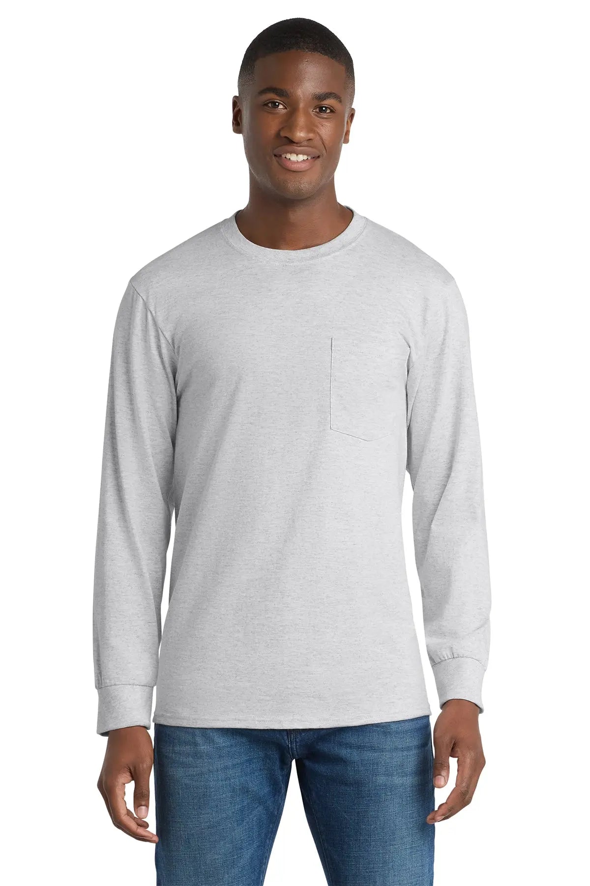 Port & Co™ Tall Long Sleeve Essential Pocket Tee #PC61LSPT