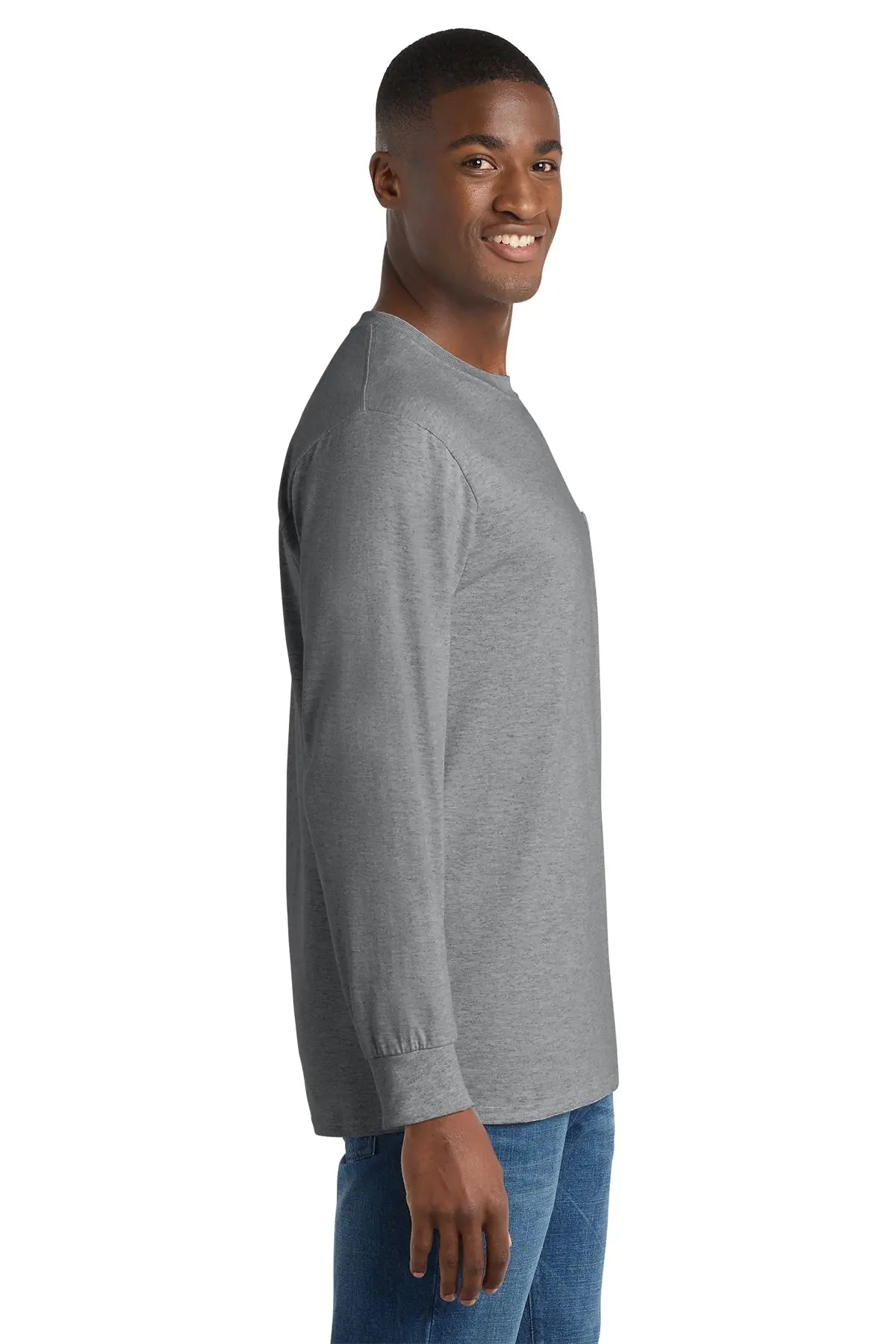 Port & Co™ Tall Long Sleeve Essential Pocket Tee #PC61LSPT