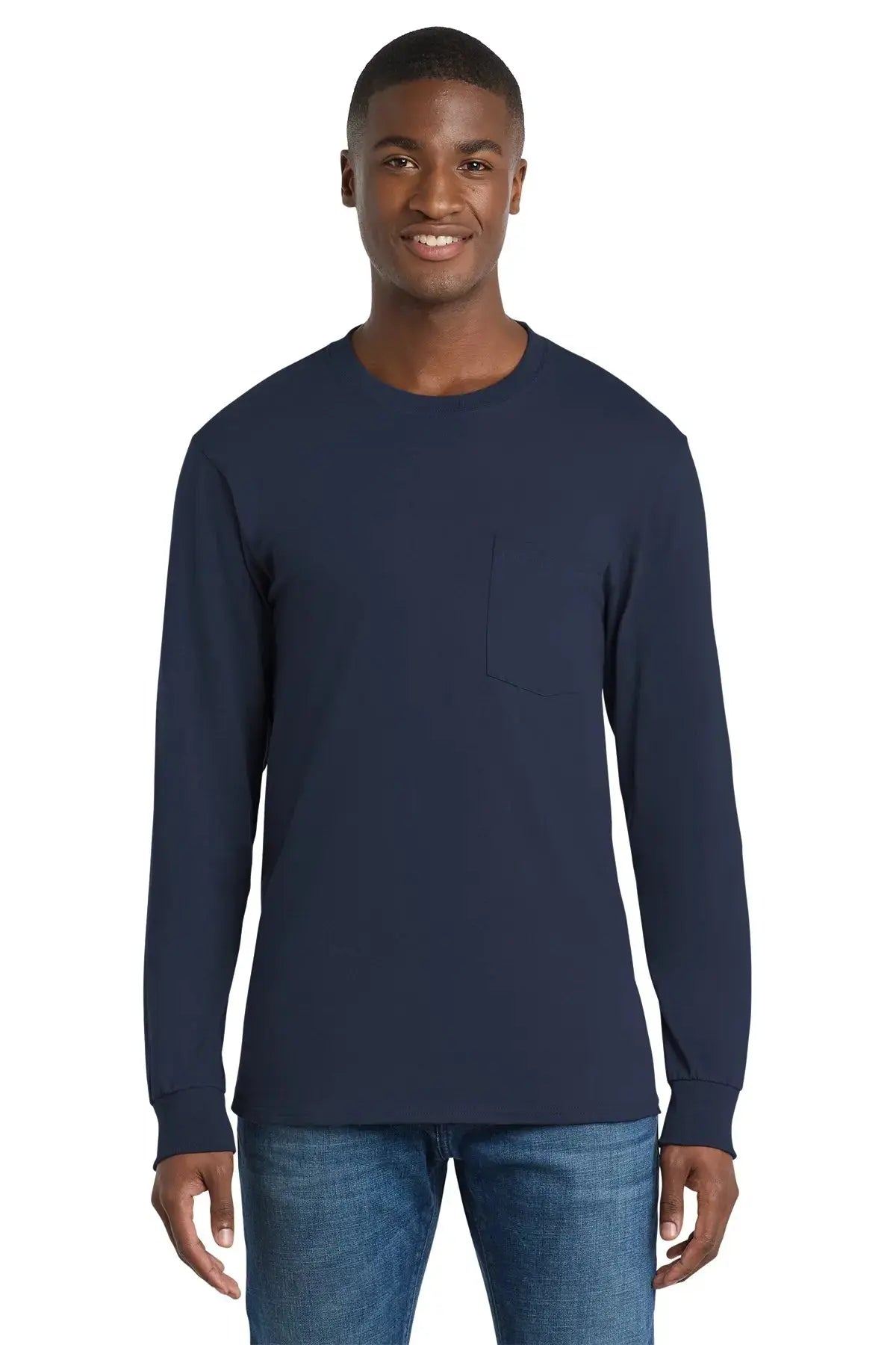 Port & Co™ Tall Long Sleeve Essential Pocket Tee #PC61LSPT Game Over Merch
