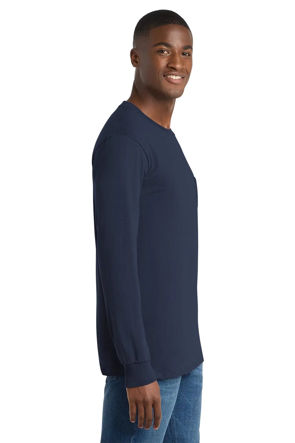 Port & Co™ Tall Long Sleeve Essential Pocket Tee #PC61LSPT