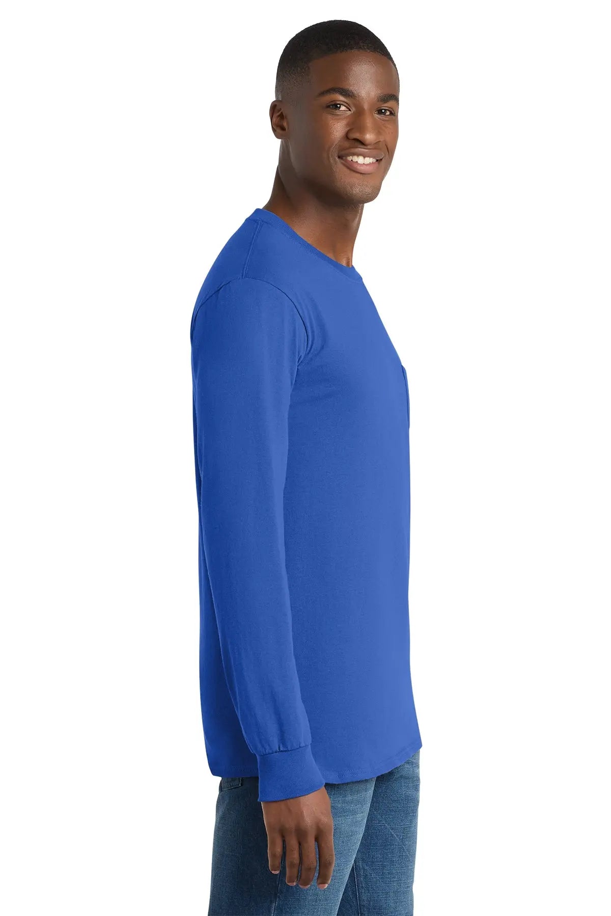 Port & Co™ Tall Long Sleeve Essential Pocket Tee #PC61LSPT