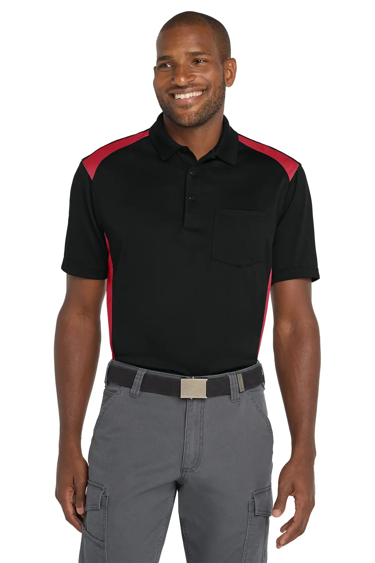 CornerStone® Select Snag-Proof Two Way Colorblock Pocket Polo #CS416Game Over Merch