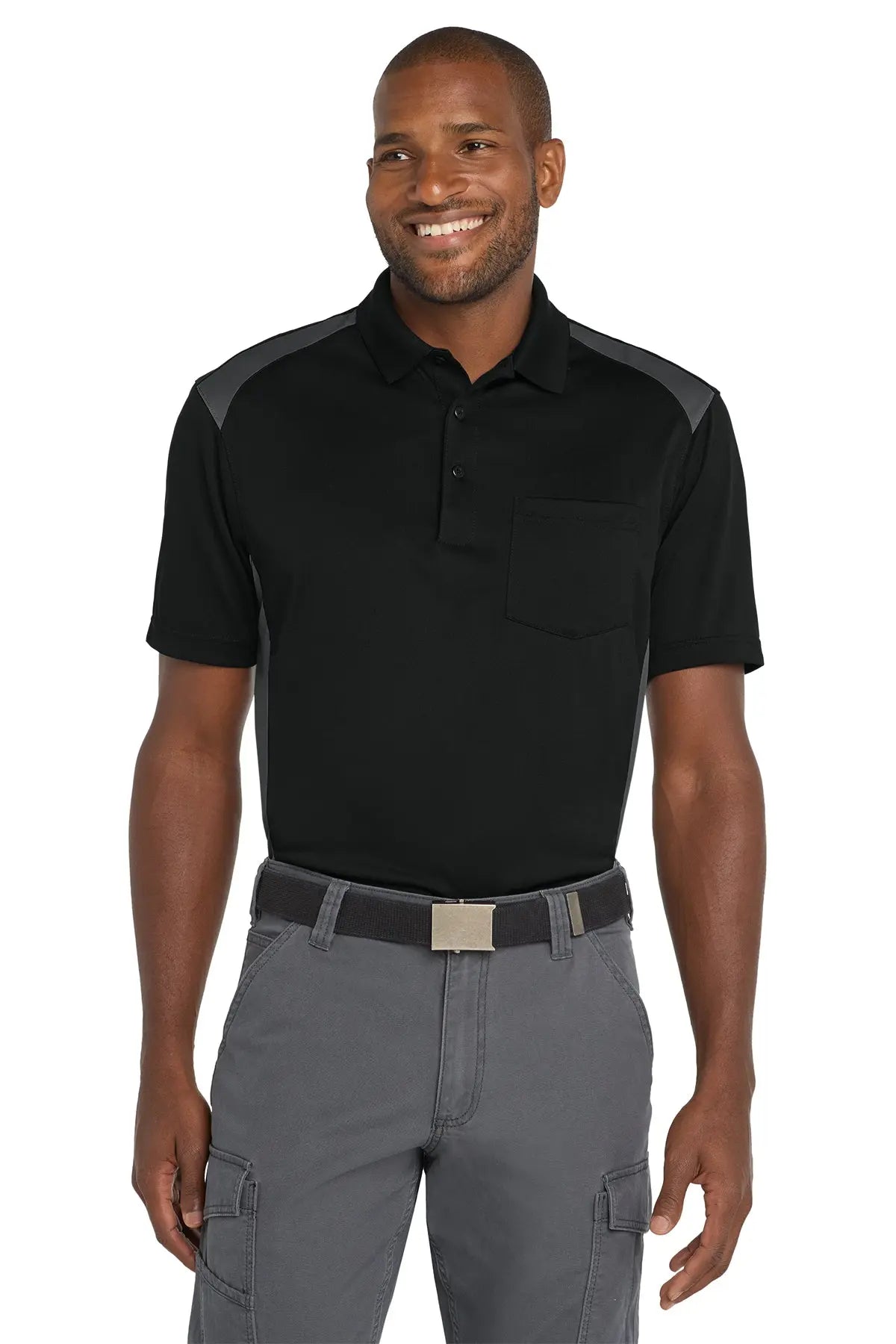 CornerStone® Select Snag-Proof Two Way Colorblock Pocket Polo #CS416Game Over Merch