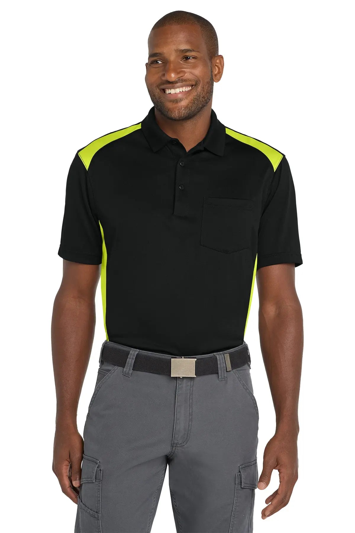 CornerStone® Select Snag-Proof Two Way Colorblock Pocket Polo #CS416Game Over Merch