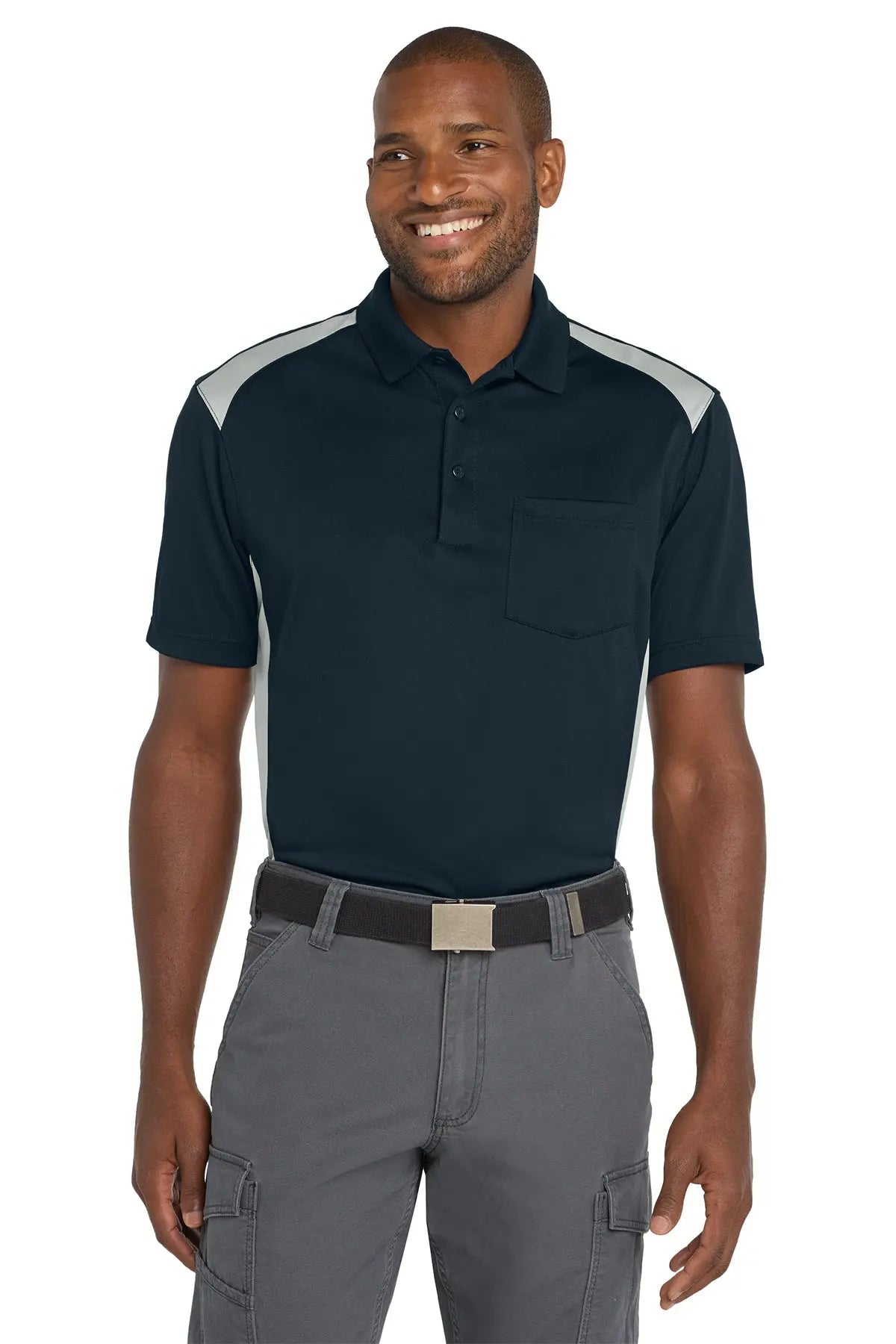 CornerStone® Select Snag-Proof Two Way Colorblock Pocket Polo #CS416Game Over Merch