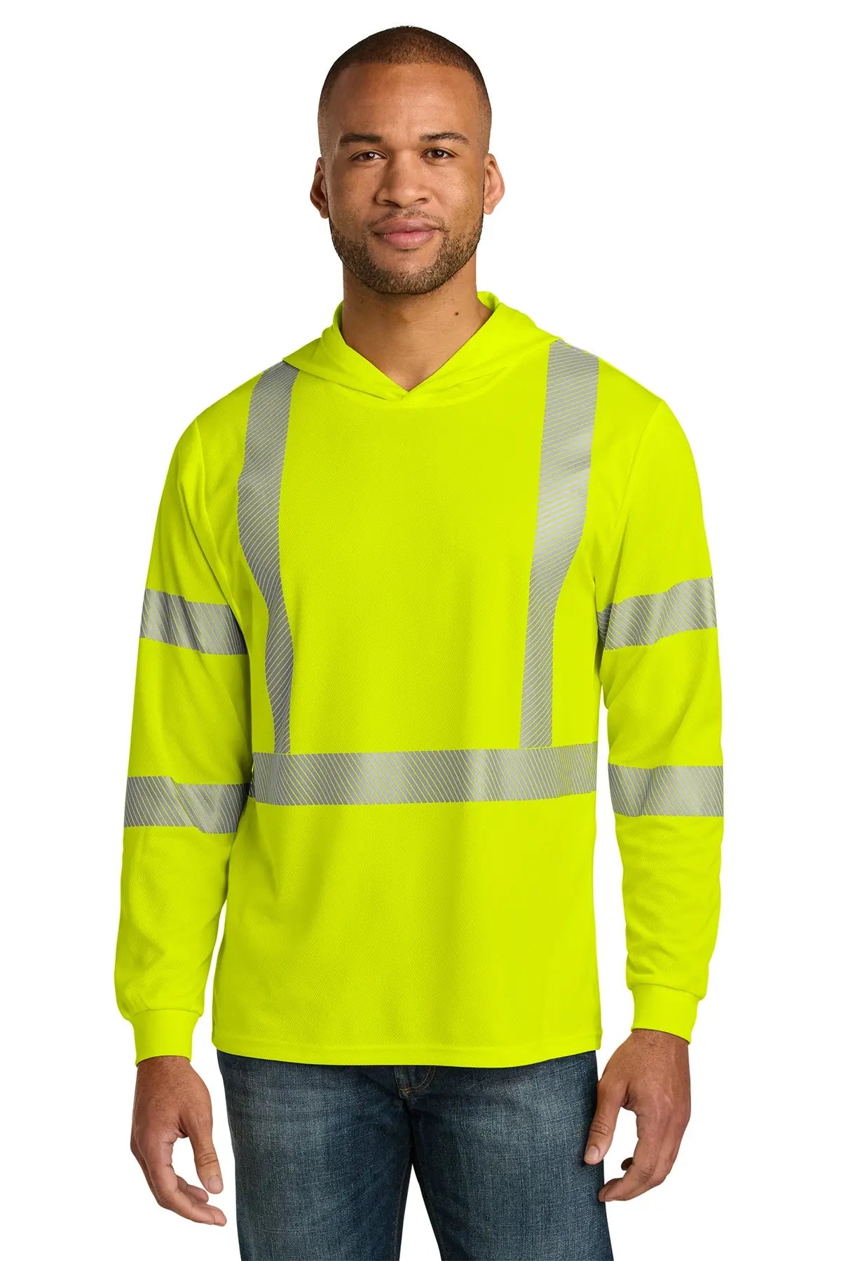 CornerStone® ANSI 107 Class 3 Long Sleeve Segmented Tape Hooded Tee #CS208