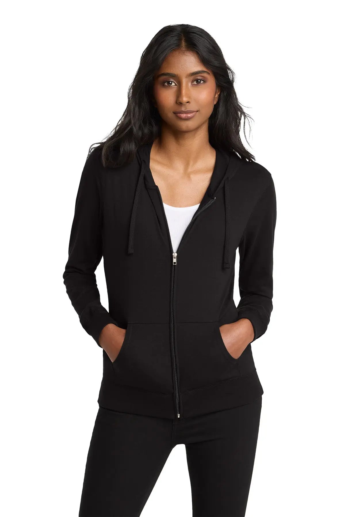 District® Women’s Fitted Jersey Full-Zip Hoodie #DT2100