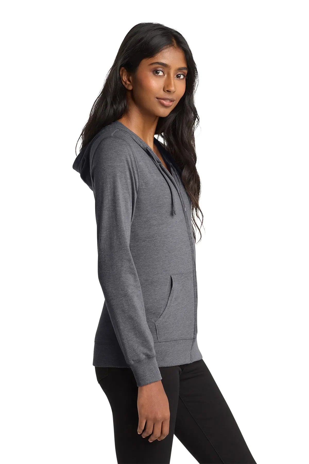 District® Women’s Fitted Jersey Full-Zip Hoodie #DT2100