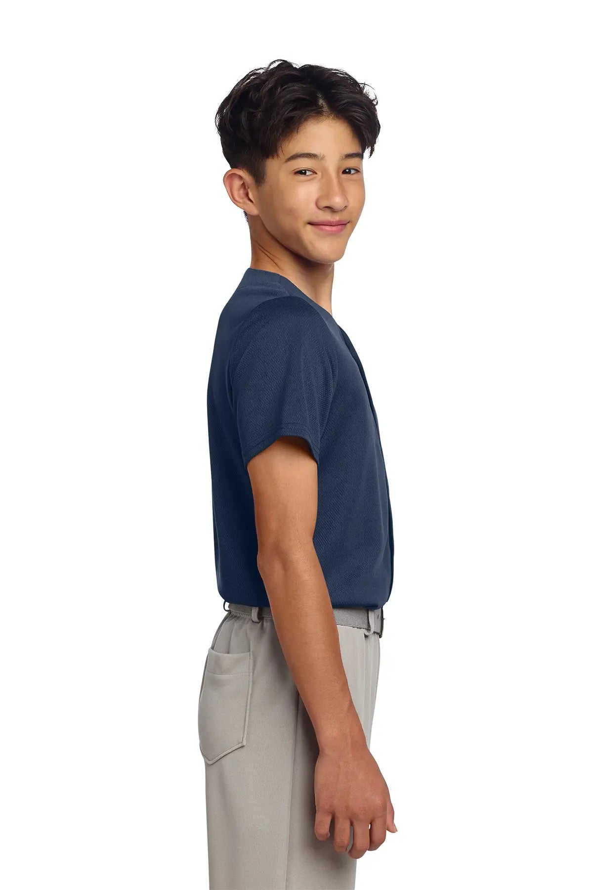 Sport-Tek® Youth PosiCharge® Tough Mesh Full-Button Jersey #YST220