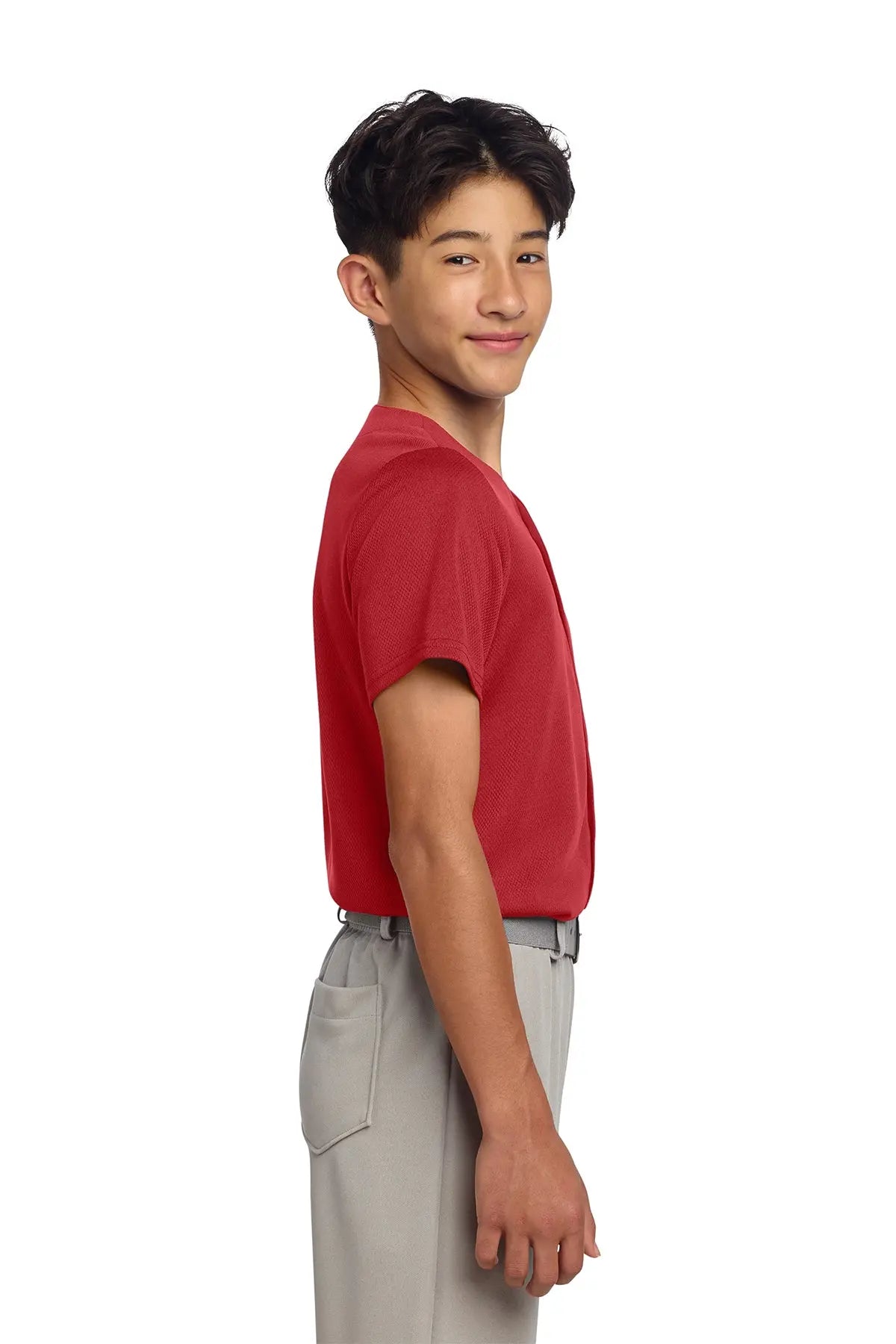 Sport-Tek® Youth PosiCharge® Tough Mesh Full-Button Jersey #YST220