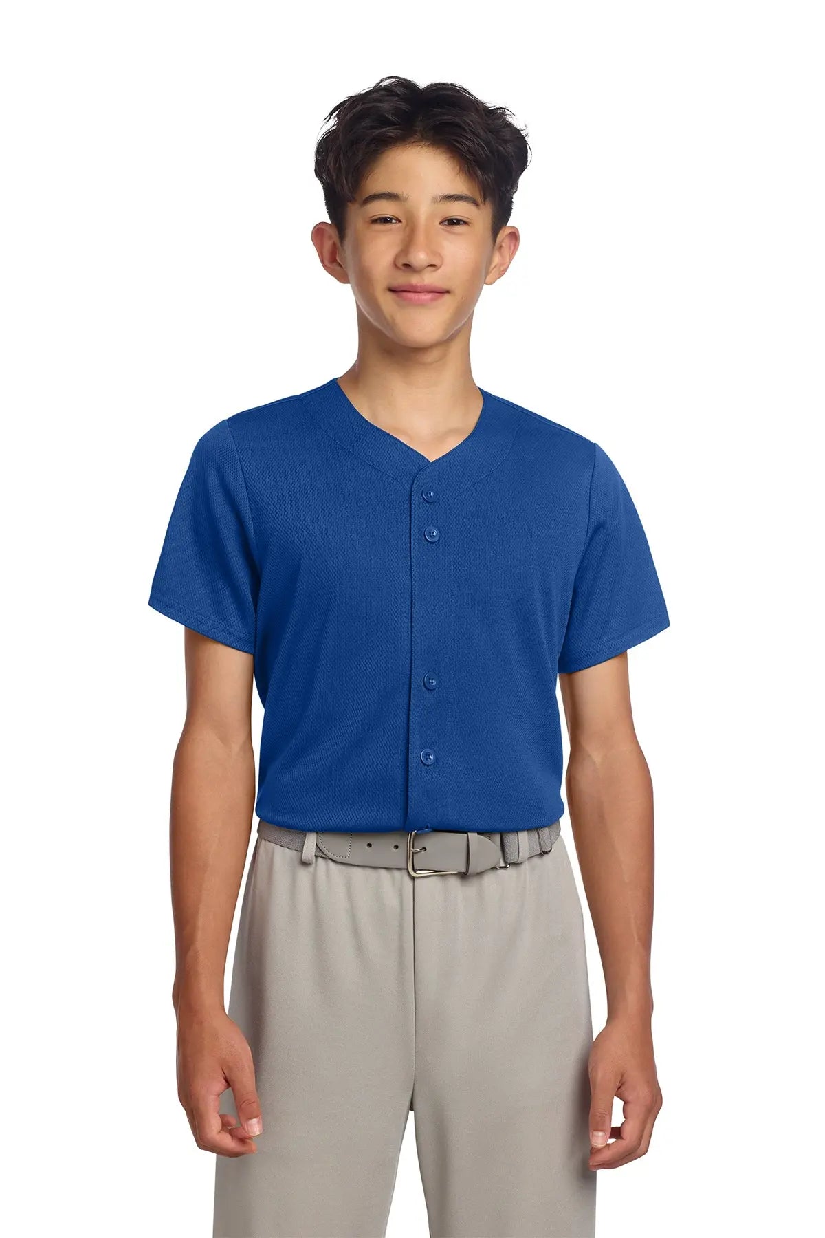 Sport-Tek® Youth PosiCharge® Tough Mesh Full-Button Jersey #YST220