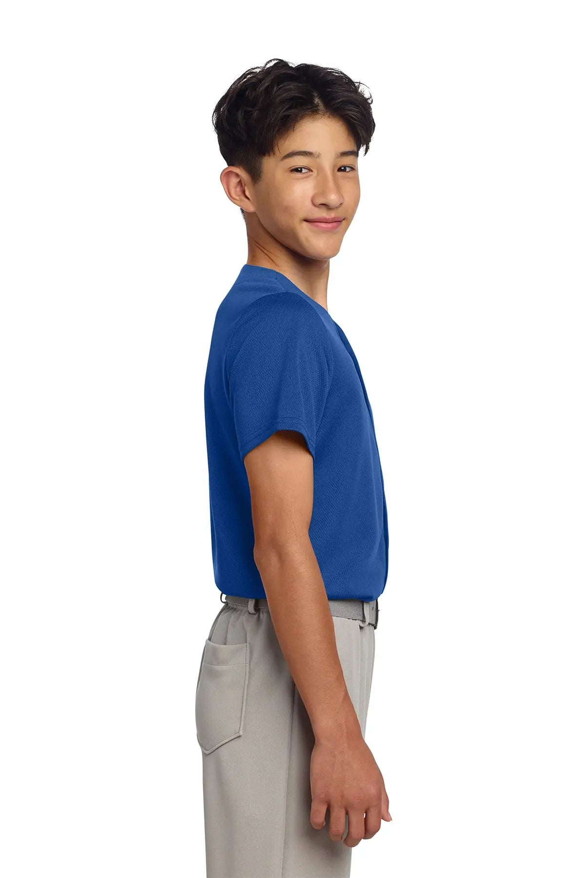 Sport-Tek® Youth PosiCharge® Tough Mesh Full-Button Jersey #YST220