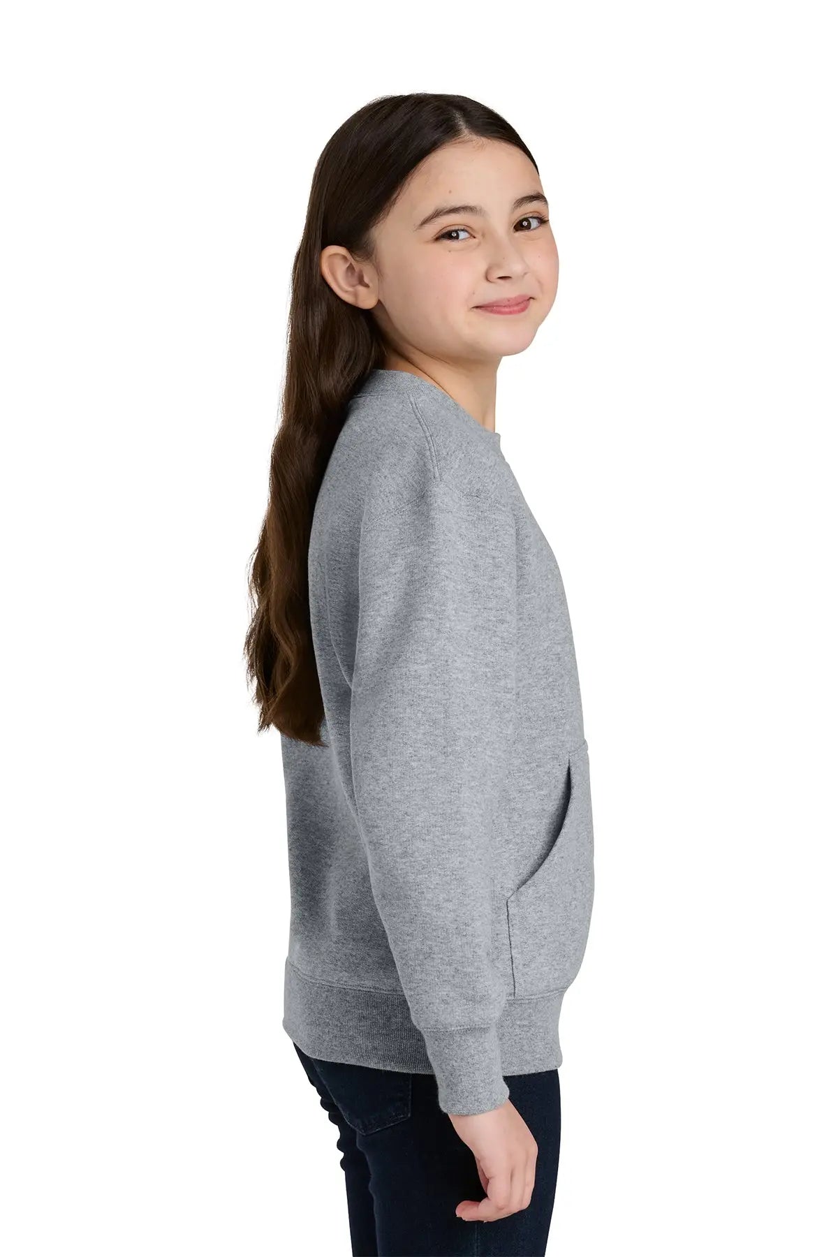 Port & Co™ Youth Core Fleece Crewneck Pocket Sweatshirt #PC78YPKT