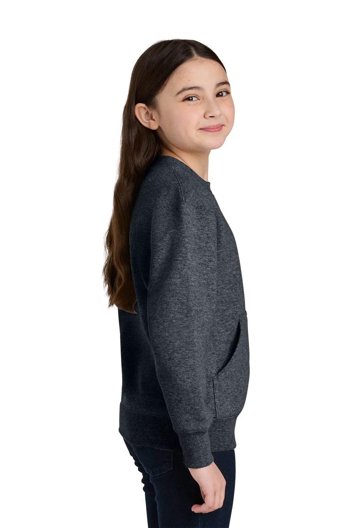 Port & Co™ Youth Core Fleece Crewneck Pocket Sweatshirt #PC78YPKT