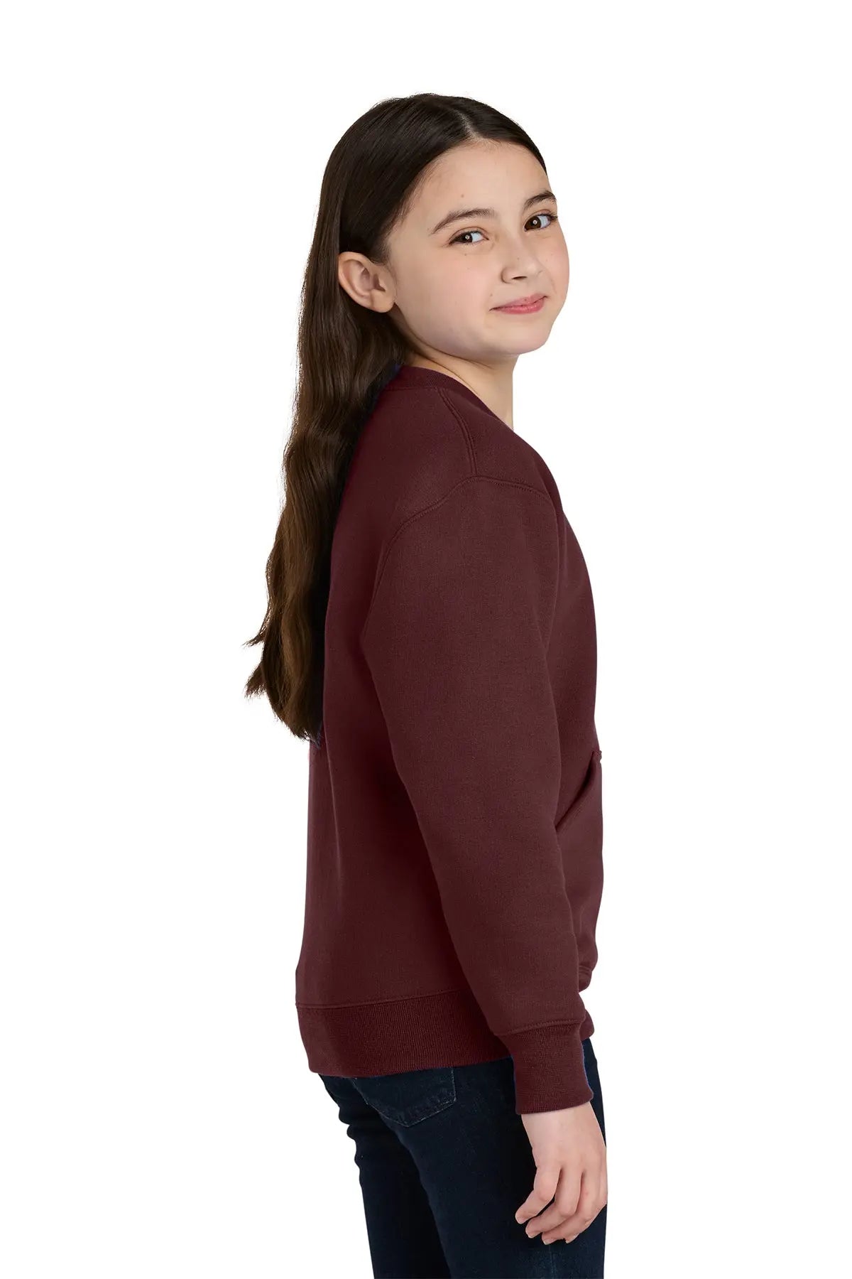 Port & Co™ Youth Core Fleece Crewneck Pocket Sweatshirt #PC78YPKT