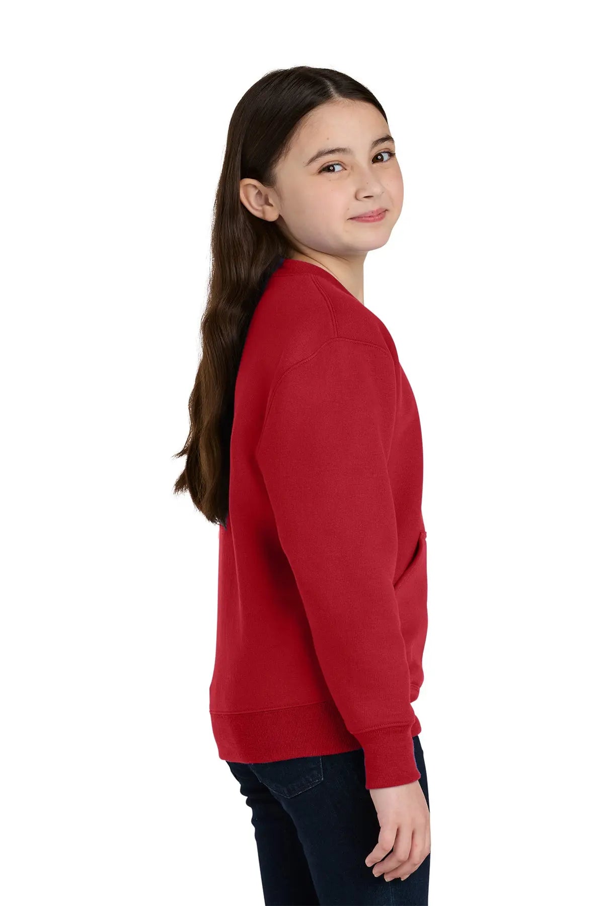 Port & Co™ Youth Core Fleece Crewneck Pocket Sweatshirt #PC78YPKT