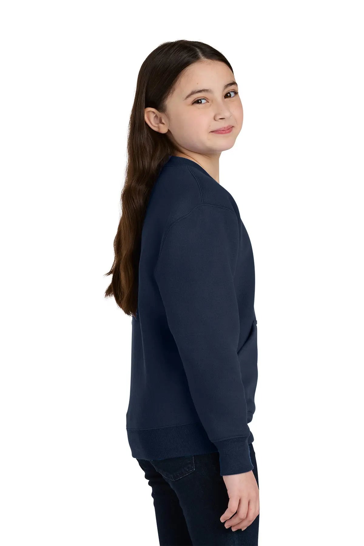 Port & Co™ Youth Core Fleece Crewneck Pocket Sweatshirt #PC78YPKT