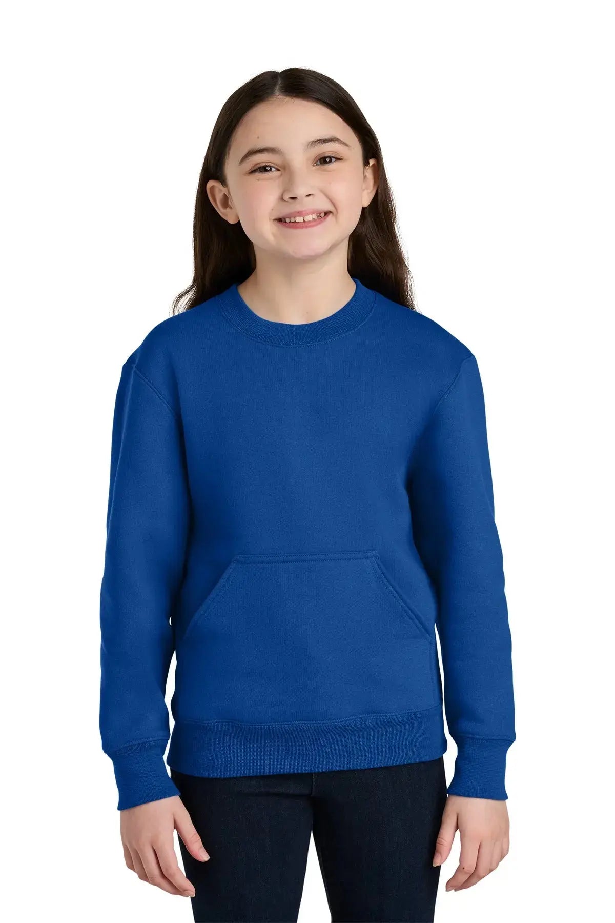 Port & Co™ Youth Core Fleece Crewneck Pocket Sweatshirt #PC78YPKT Game Over Merch