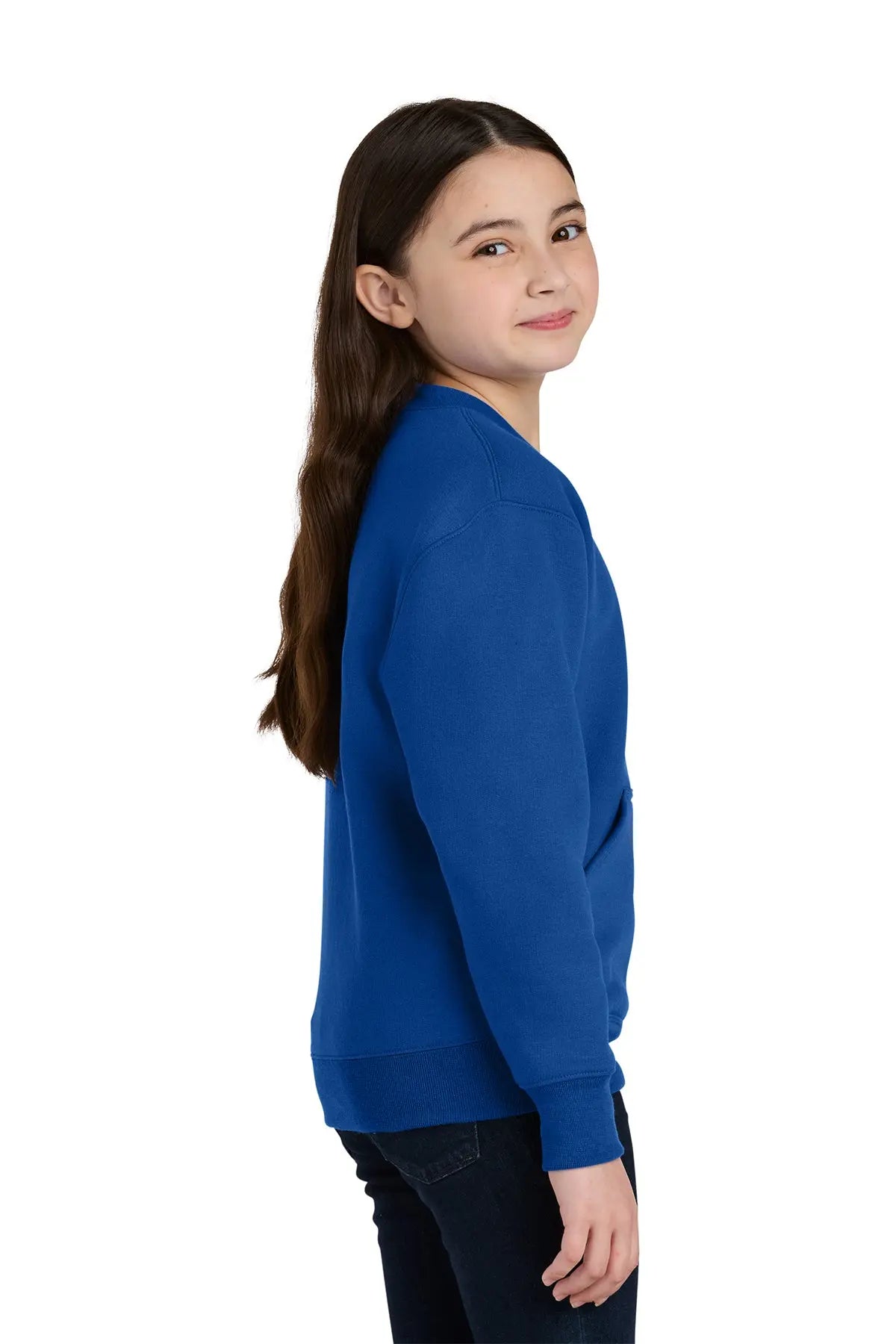 Port & Co™ Youth Core Fleece Crewneck Pocket Sweatshirt #PC78YPKT