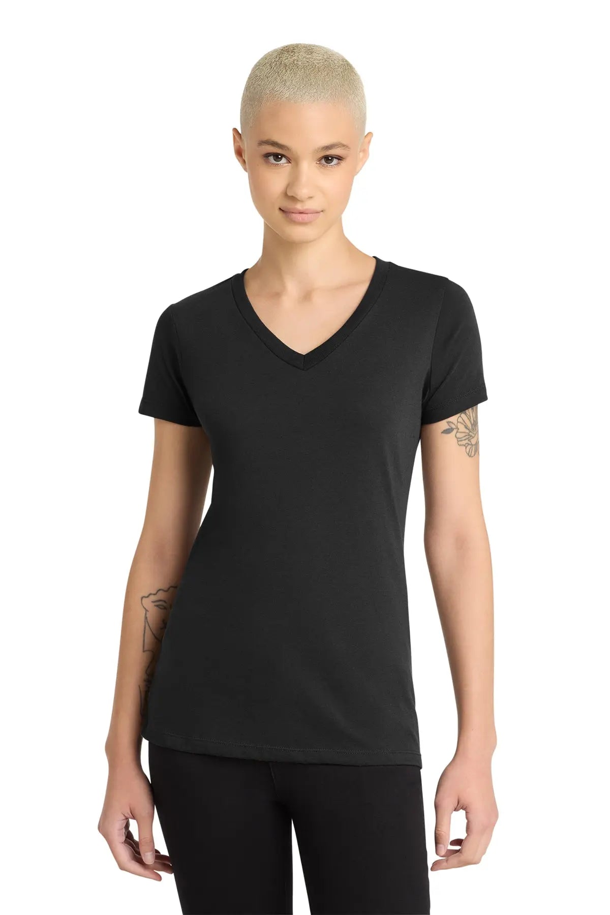 District® Women’s Perfect Blend® CVC V-Neck Tee #DM1190L