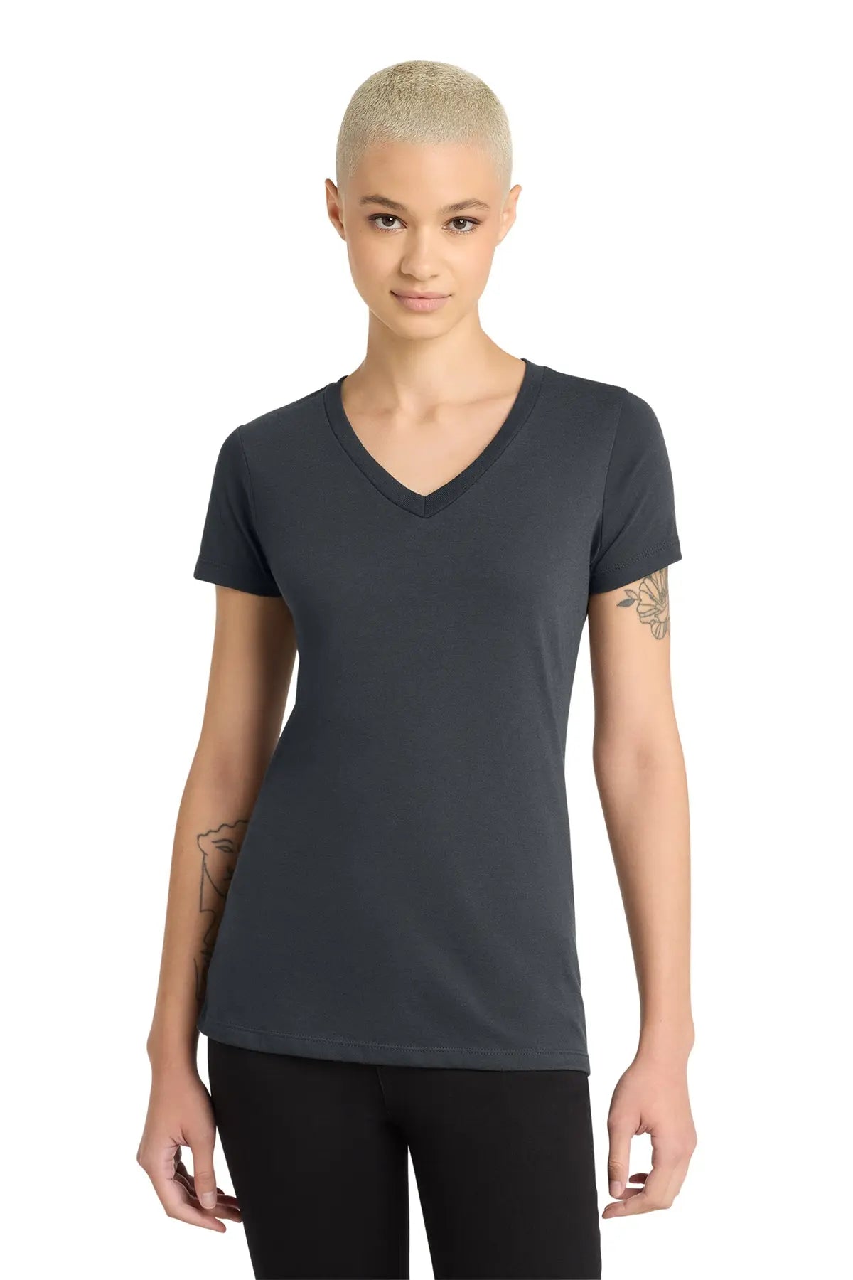District® Women’s Perfect Blend® CVC V-Neck Tee #DM1190L