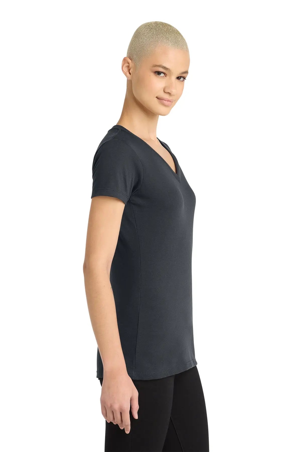 District® Women’s Perfect Blend® CVC V-Neck Tee #DM1190L