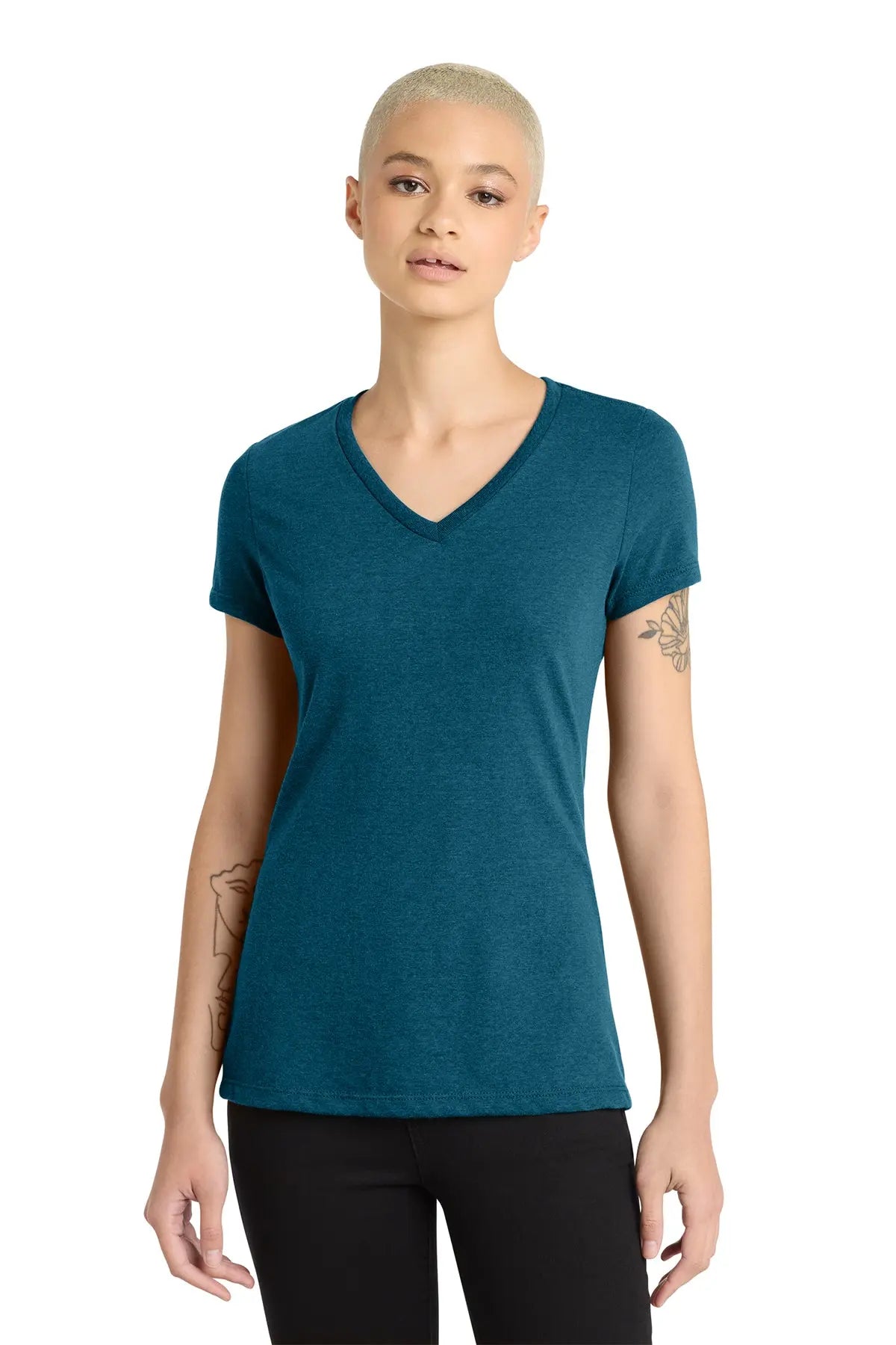 District® Women’s Perfect Blend® CVC V-Neck Tee #DM1190L