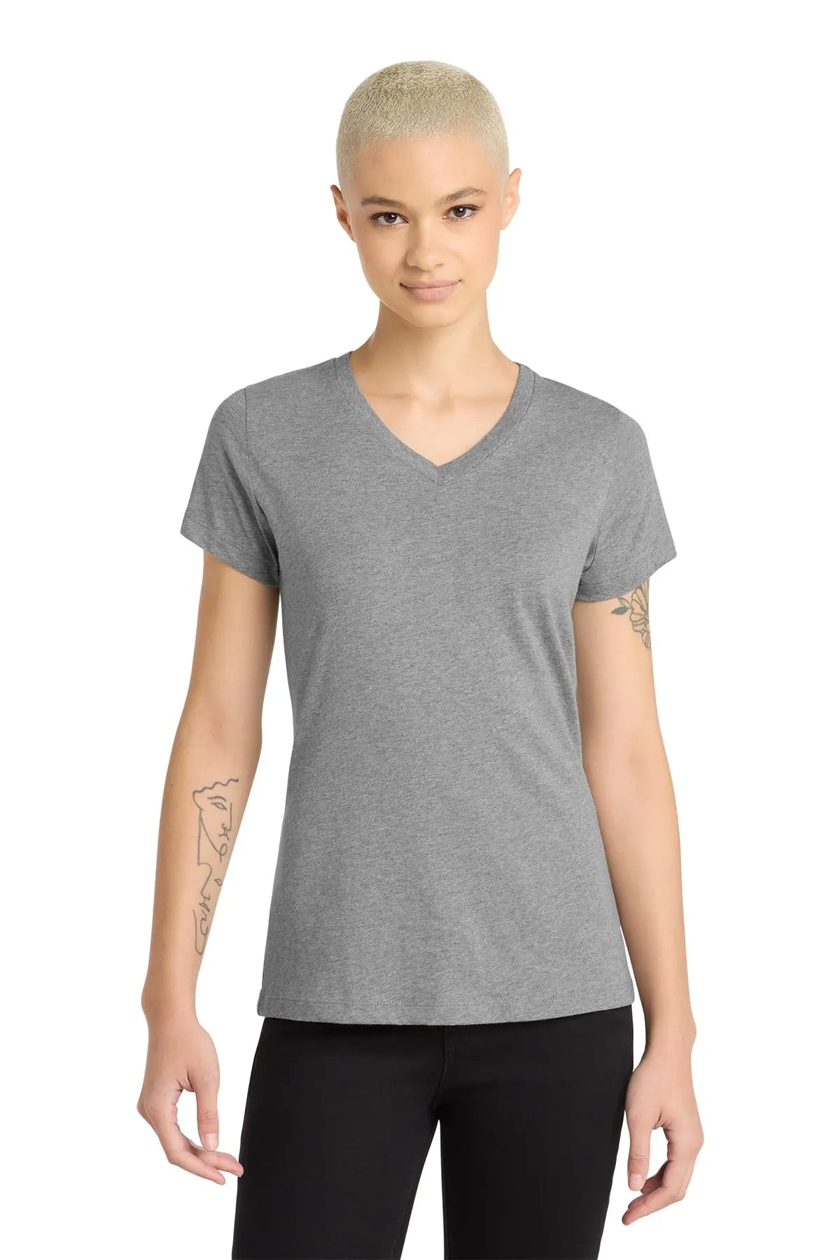 District® Women’s Perfect Blend® CVC V-Neck Tee #DM1190L