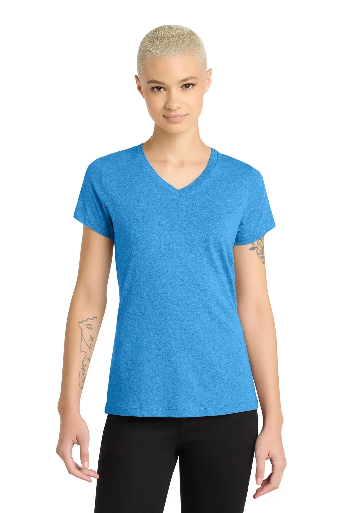 District® Women’s Perfect Blend® CVC V-Neck Tee #DM1190L