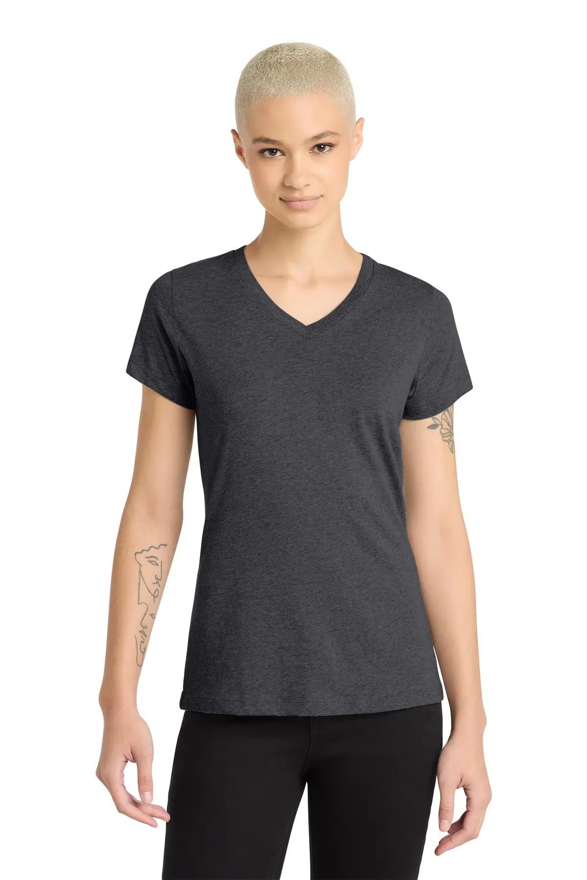 District® Women’s Perfect Blend® CVC V-Neck Tee #DM1190L