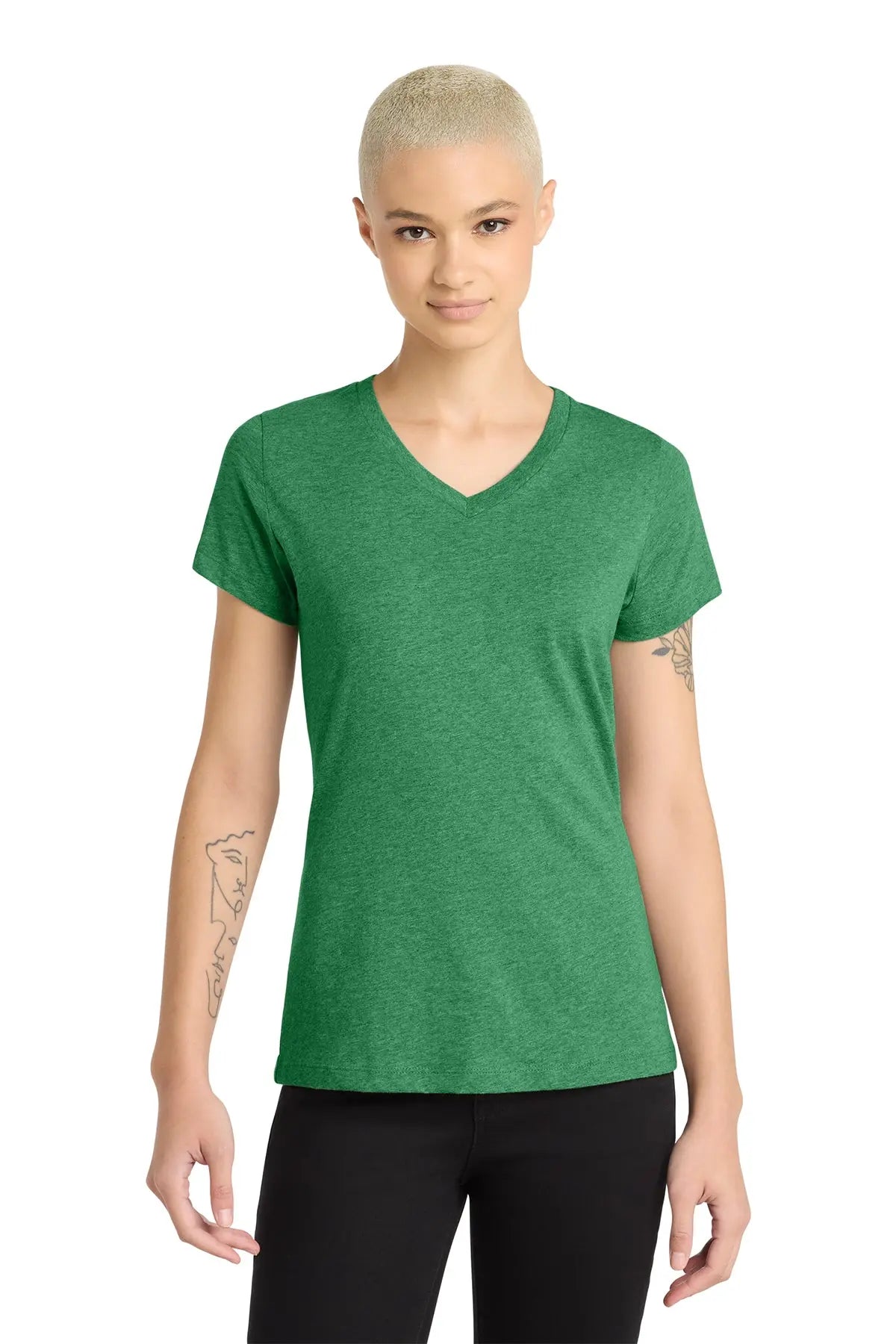District® Women’s Perfect Blend® CVC V-Neck Tee #DM1190L