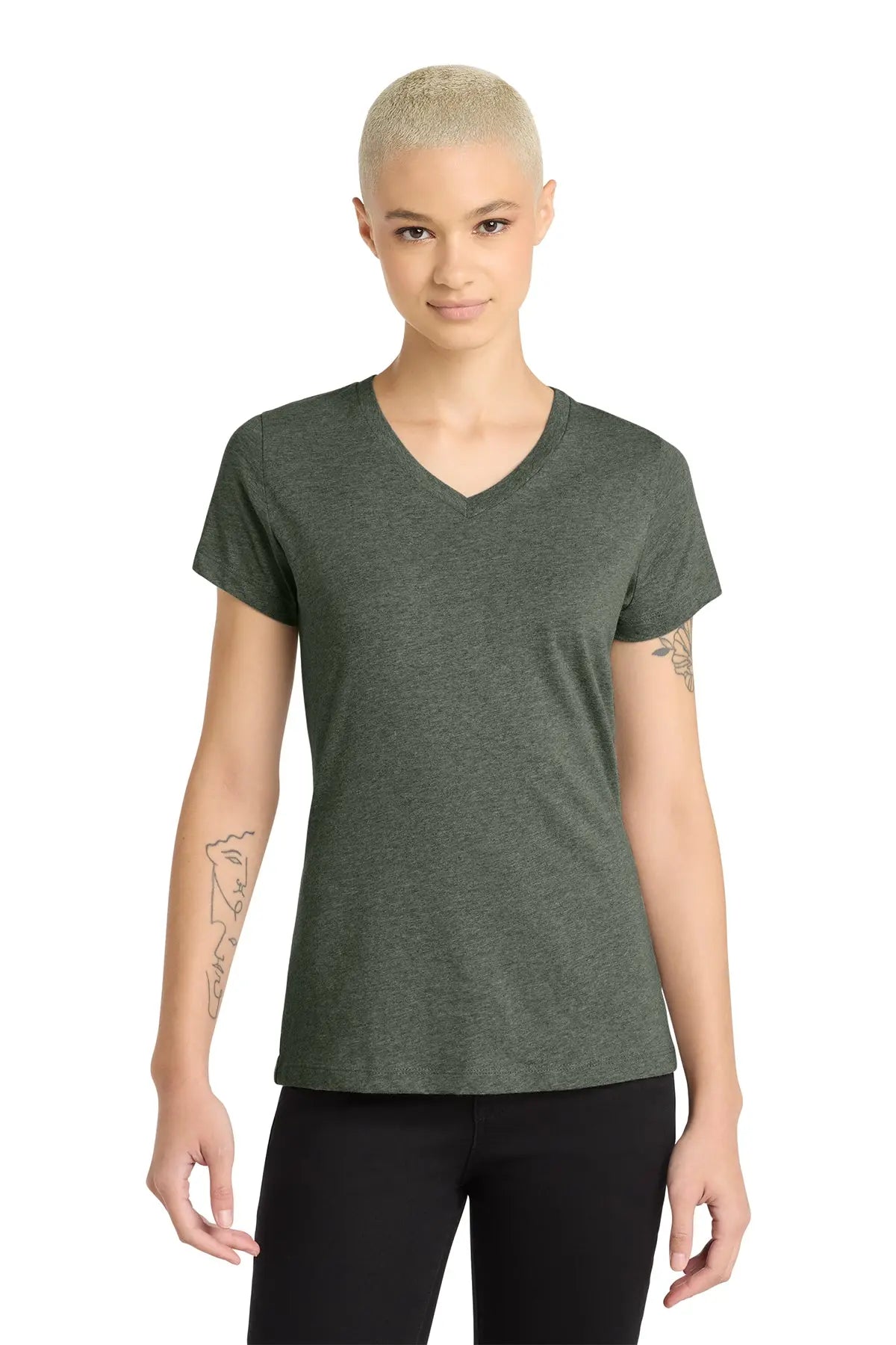 District® Women’s Perfect Blend® CVC V-Neck Tee #DM1190L