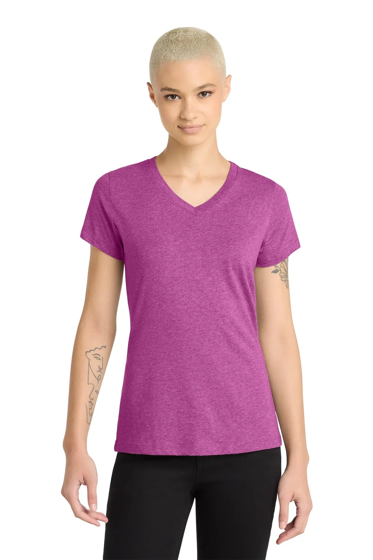 District® Women’s Perfect Blend® CVC V-Neck Tee #DM1190L