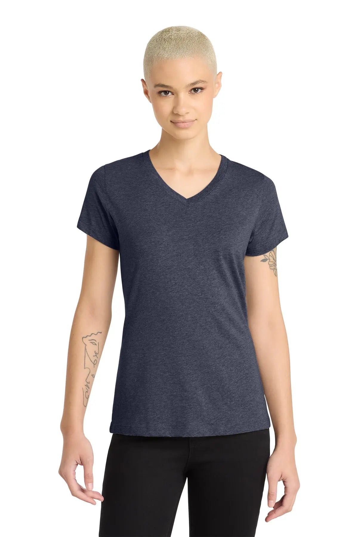 District® Women’s Perfect Blend® CVC V-Neck Tee #DM1190L
