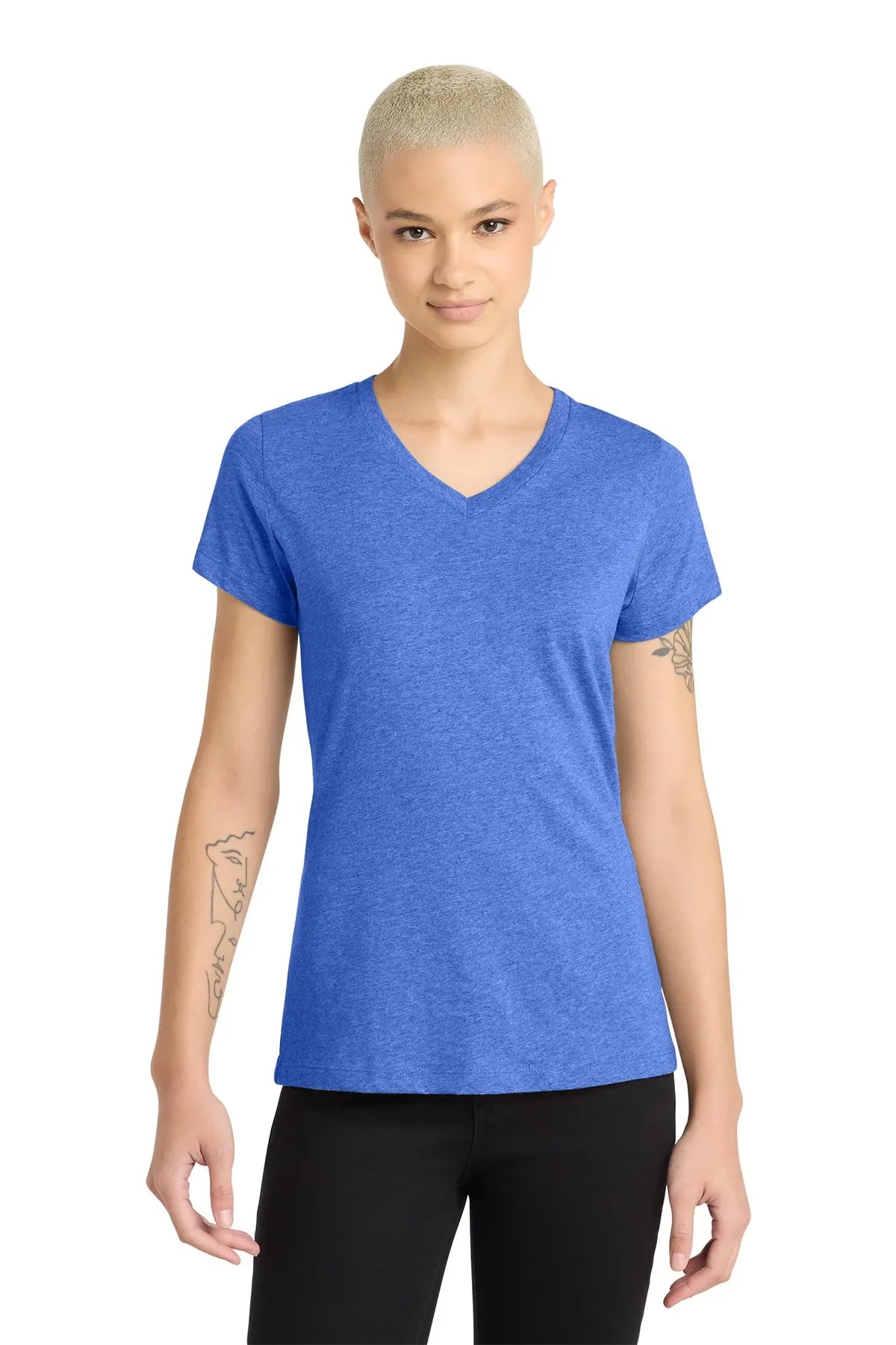 District® Women’s Perfect Blend® CVC V-Neck Tee #DM1190L