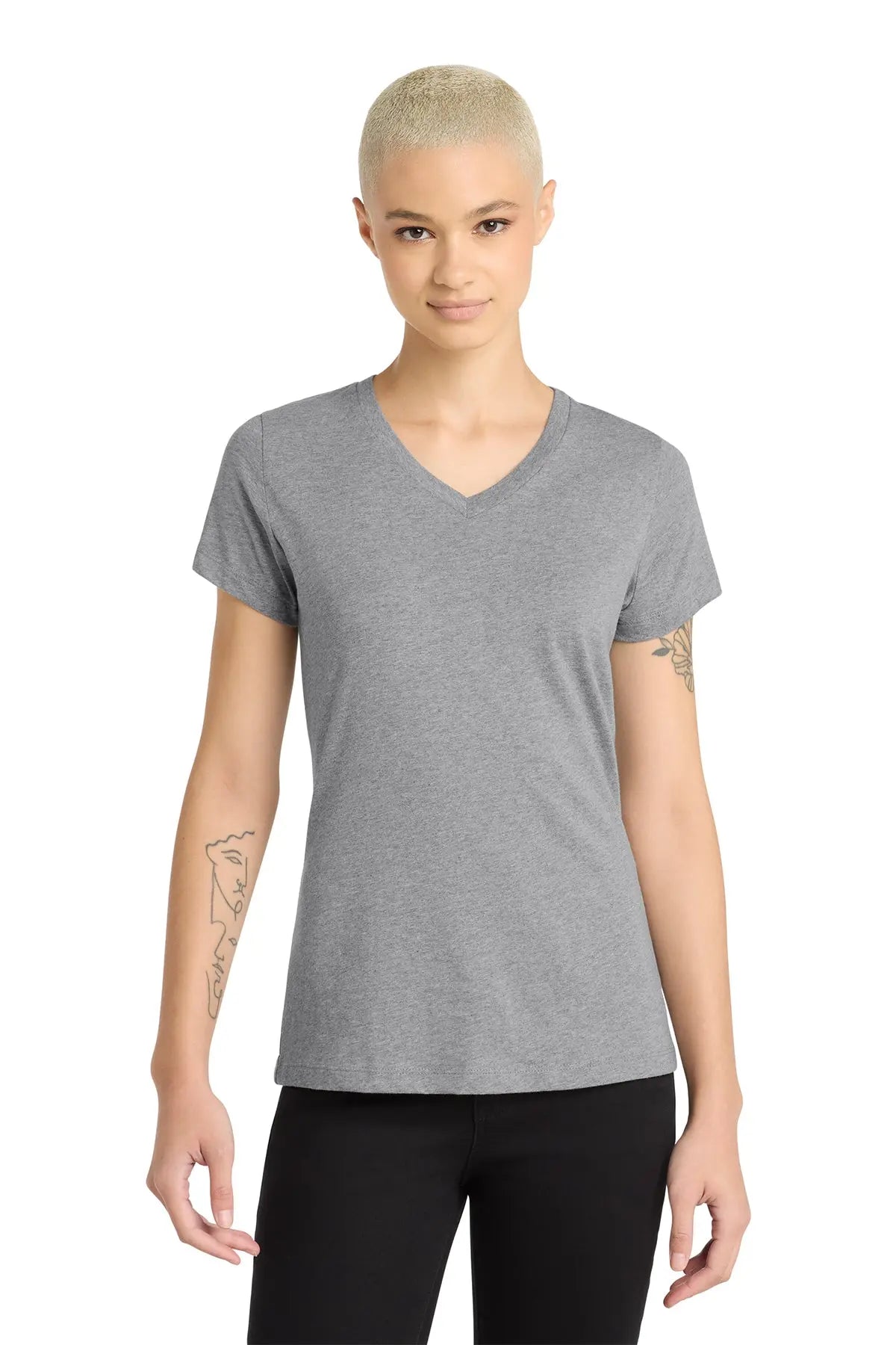 District® Women’s Perfect Blend® CVC V-Neck Tee #DM1190L