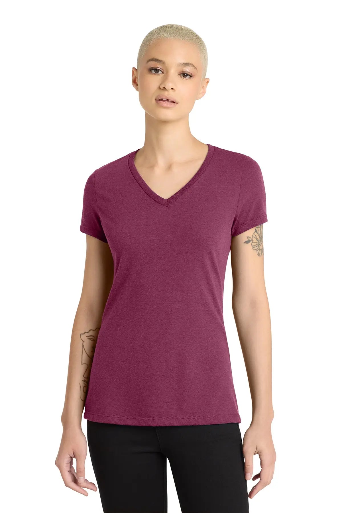 District® Women’s Perfect Blend® CVC V-Neck Tee #DM1190L