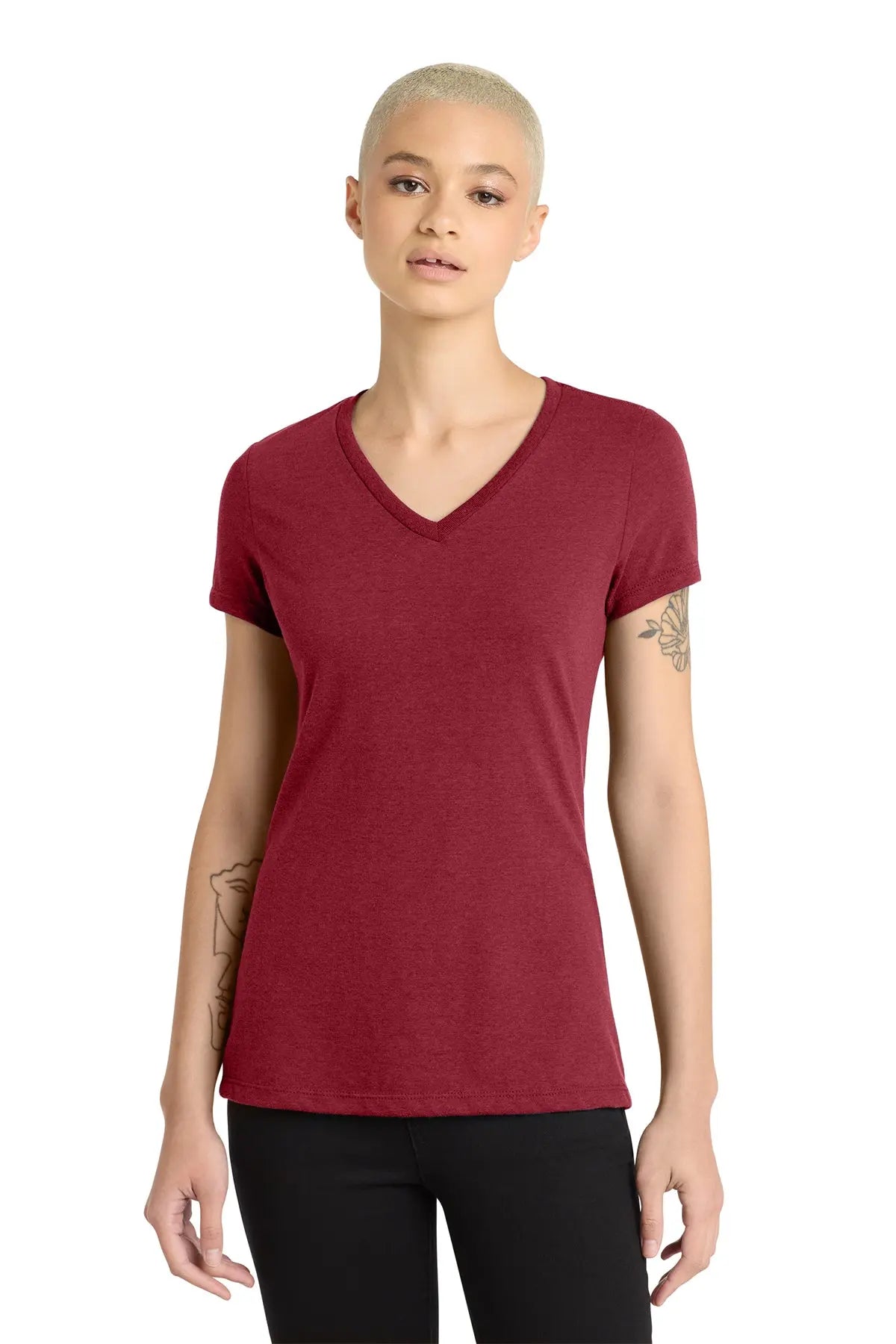 District® Women’s Perfect Blend® CVC V-Neck Tee #DM1190L