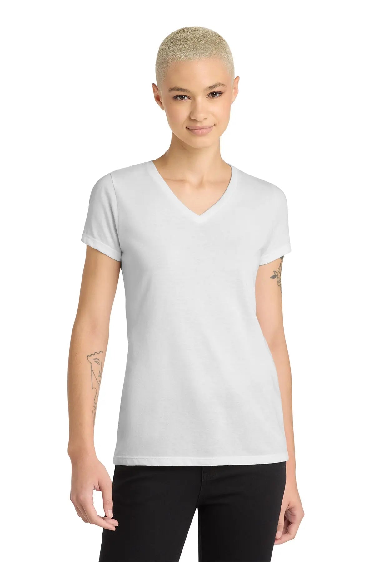 District® Women’s Perfect Blend® CVC V-Neck Tee #DM1190L