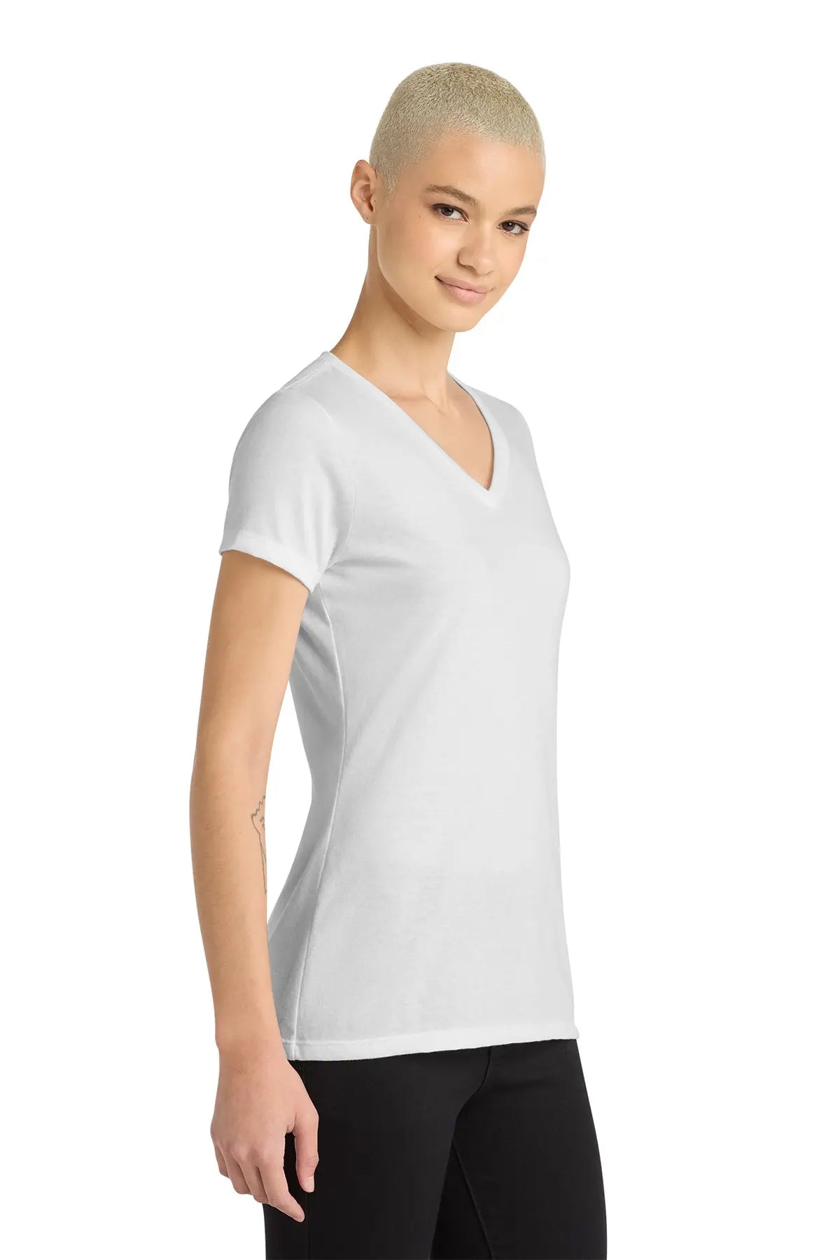 District® Women’s Perfect Blend® CVC V-Neck Tee #DM1190L
