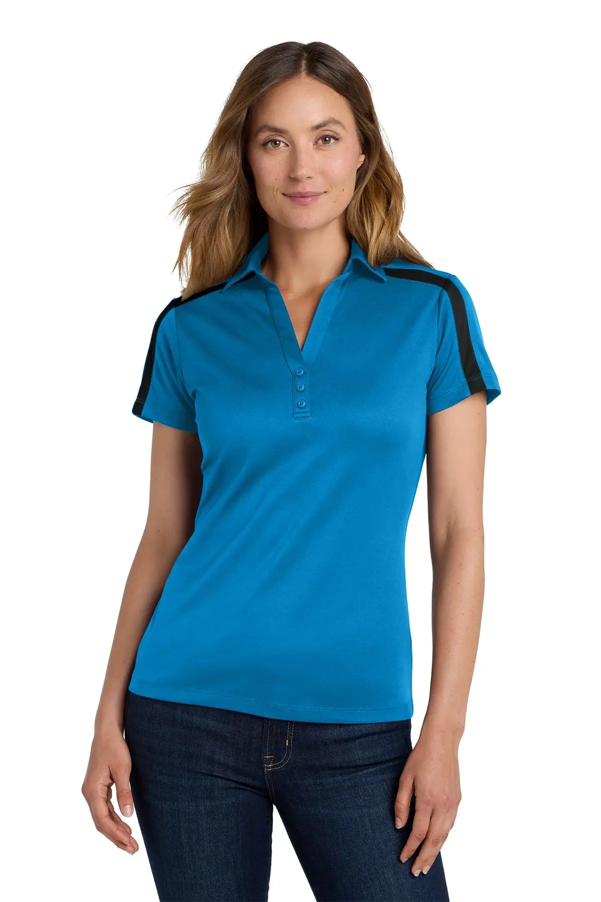 Port Authority® Women's Silk Touch™ Performance Colorblock Stripe Polo #L547Game Over Merch
