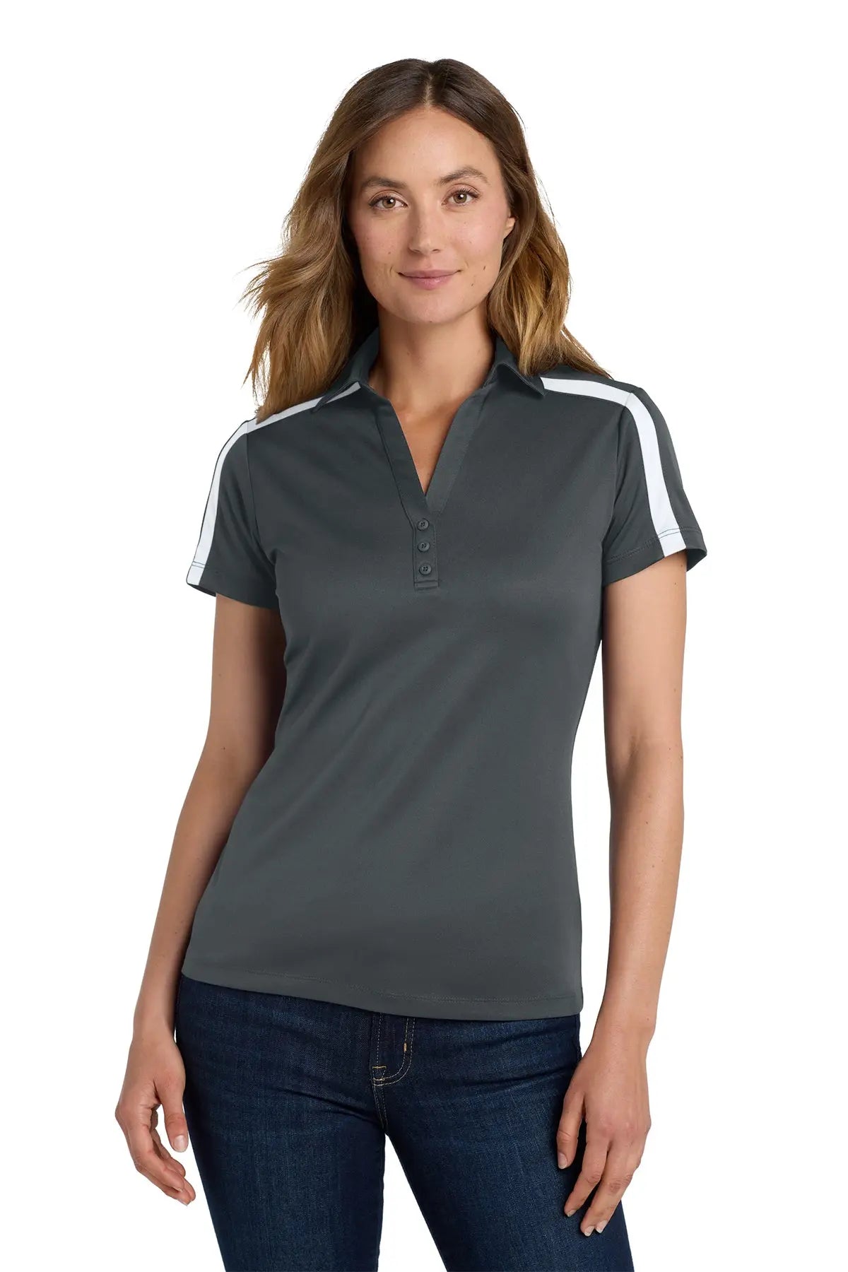 Port Authority® Women's Silk Touch™ Performance Colorblock Stripe Polo #L547Game Over Merch