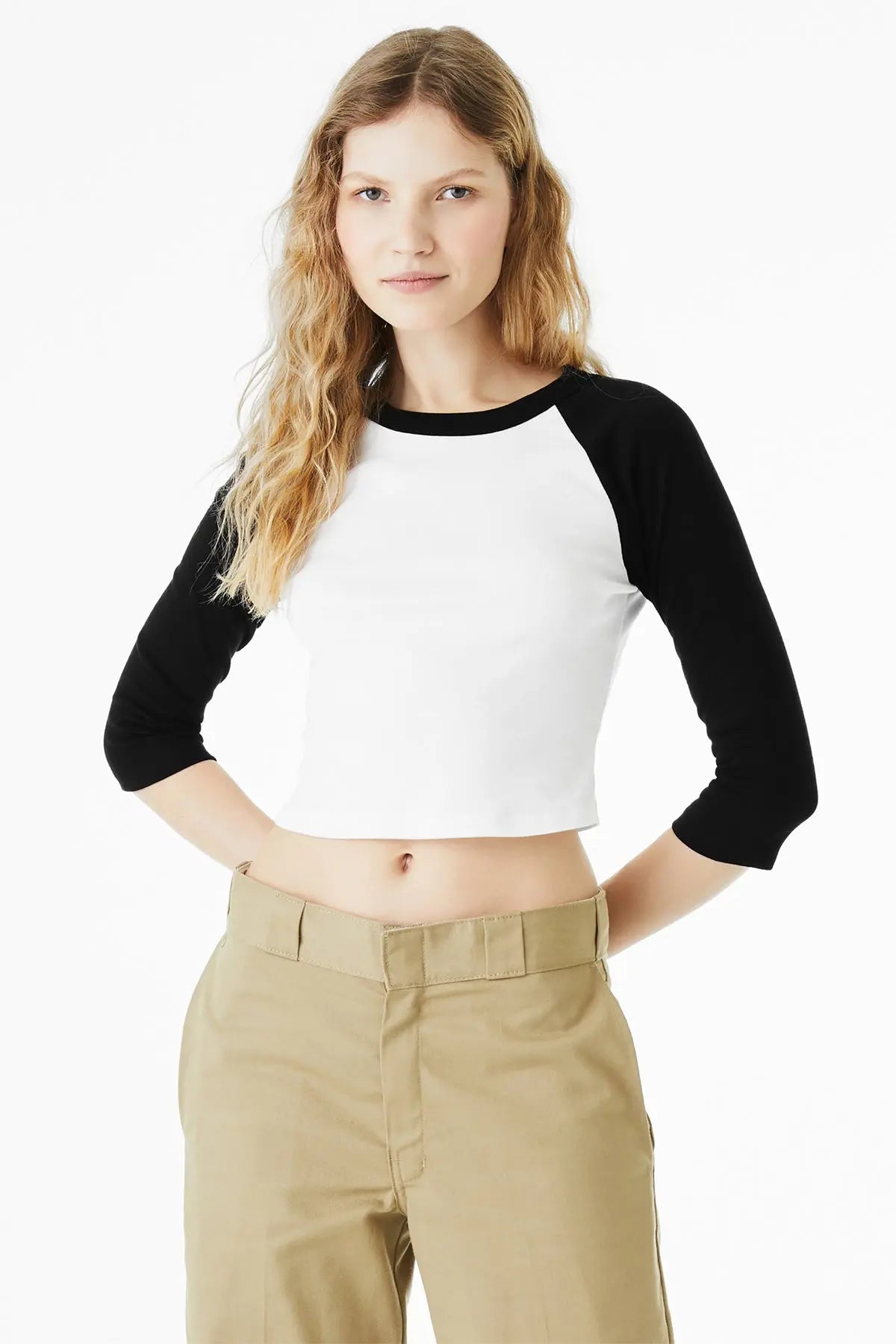 BELLA+CANVAS® Women’s Micro Rib 3/4 Raglan Baby Tee #BC1200