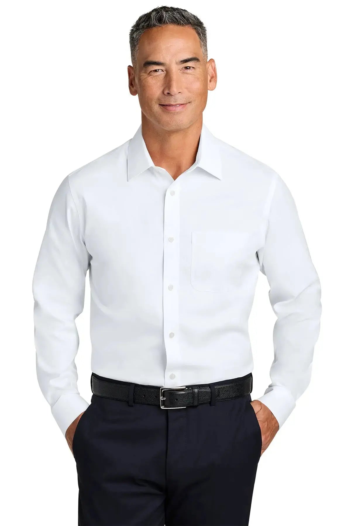 Brooks Brothers® Wrinkle-Free Stretch Pinpoint Spread Collar Shirt #BB18012 Game Over Merch