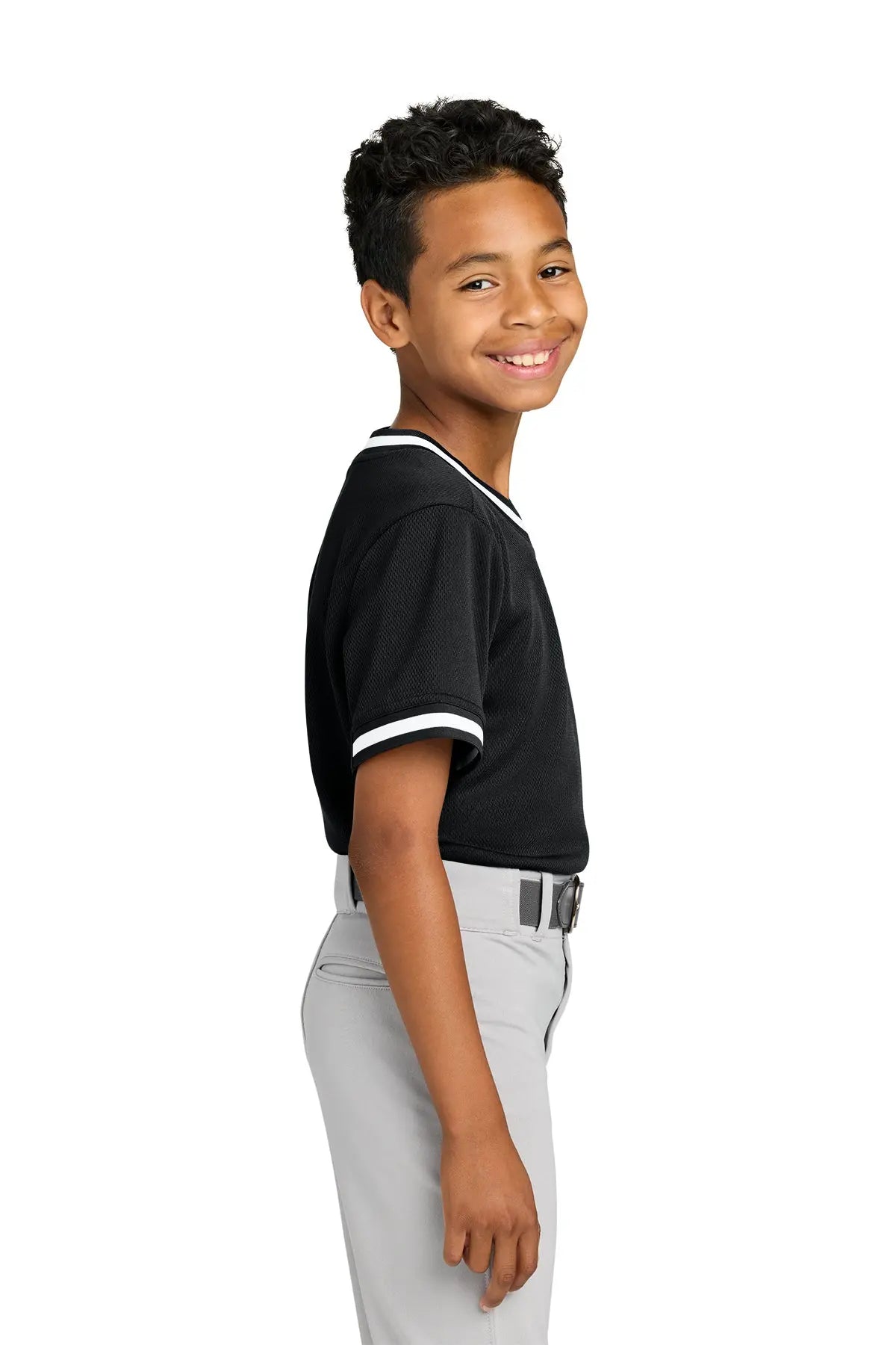 Sport-Tek® Youth Tough Mesh V-Neck Baseball Jersey #YST221