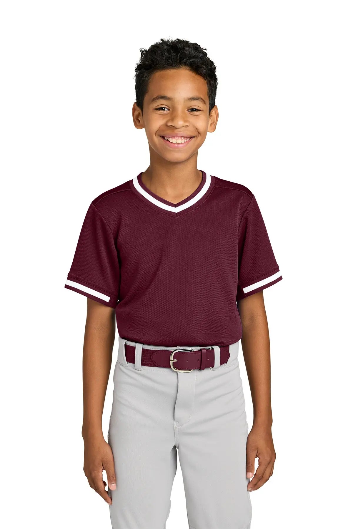 Sport-Tek® Youth Tough Mesh V-Neck Baseball Jersey #YST221
