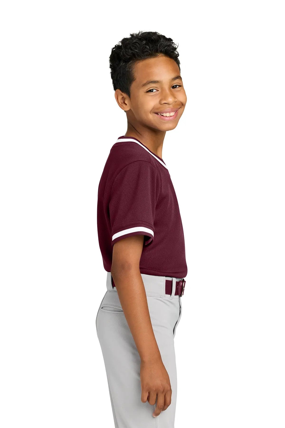 Sport-Tek® Youth Tough Mesh V-Neck Baseball Jersey #YST221